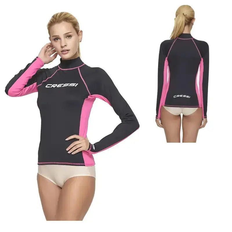 Women's Long Sleeve Rashguard UPF 50+ Sun Protection Swim Shirt - Cressi Lady Rash Guard for Surfing, Swimming & Outdoor Water Sports