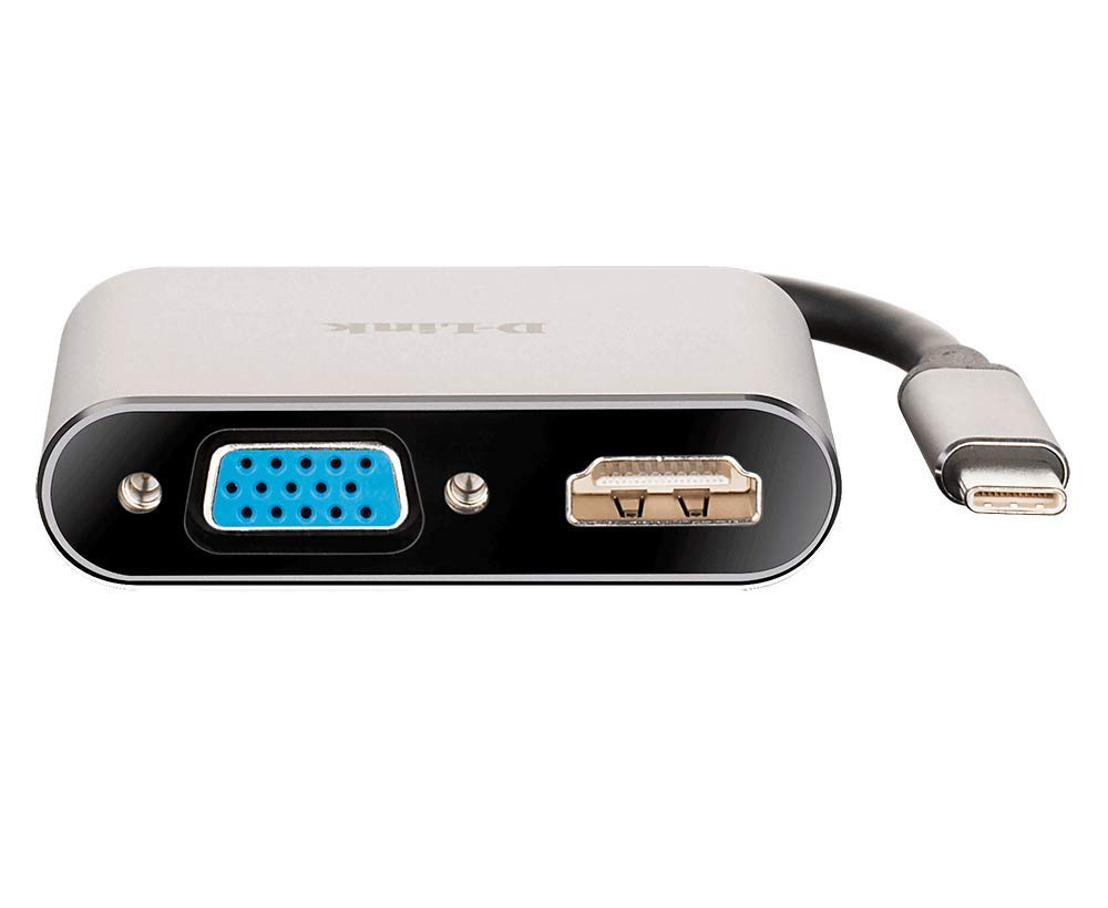 D-Link USB C to HDMI & VGA Adapter Cable - USB Type C 3.0 Thunderbolt 3 to HDMI 4K & VGA 1080P Converter - Plug & Play Compact Design for MacBook, Chromebook, Windows Laptops - Home Office & Conference Room Display Solution (DUB-V210-US)