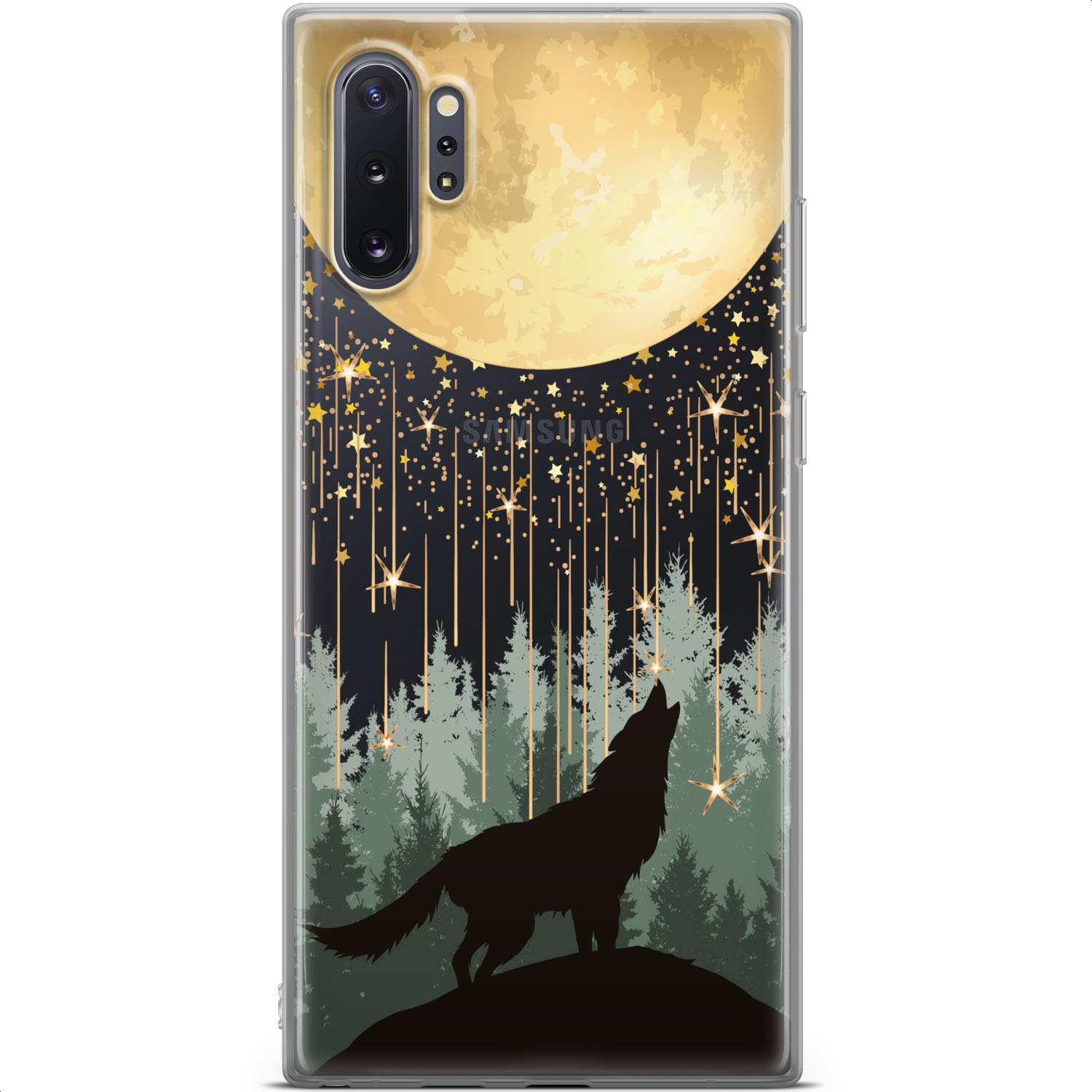 Samsung Galaxy S24 S23 Ultra S22 5G Plus S21 FE S20 S10 Phone Case - Lightweight Silicone Protective Cover with Celestial Wolf Moonlight Howling Design for Women | Perfect for Everyday Use, Work & Travel