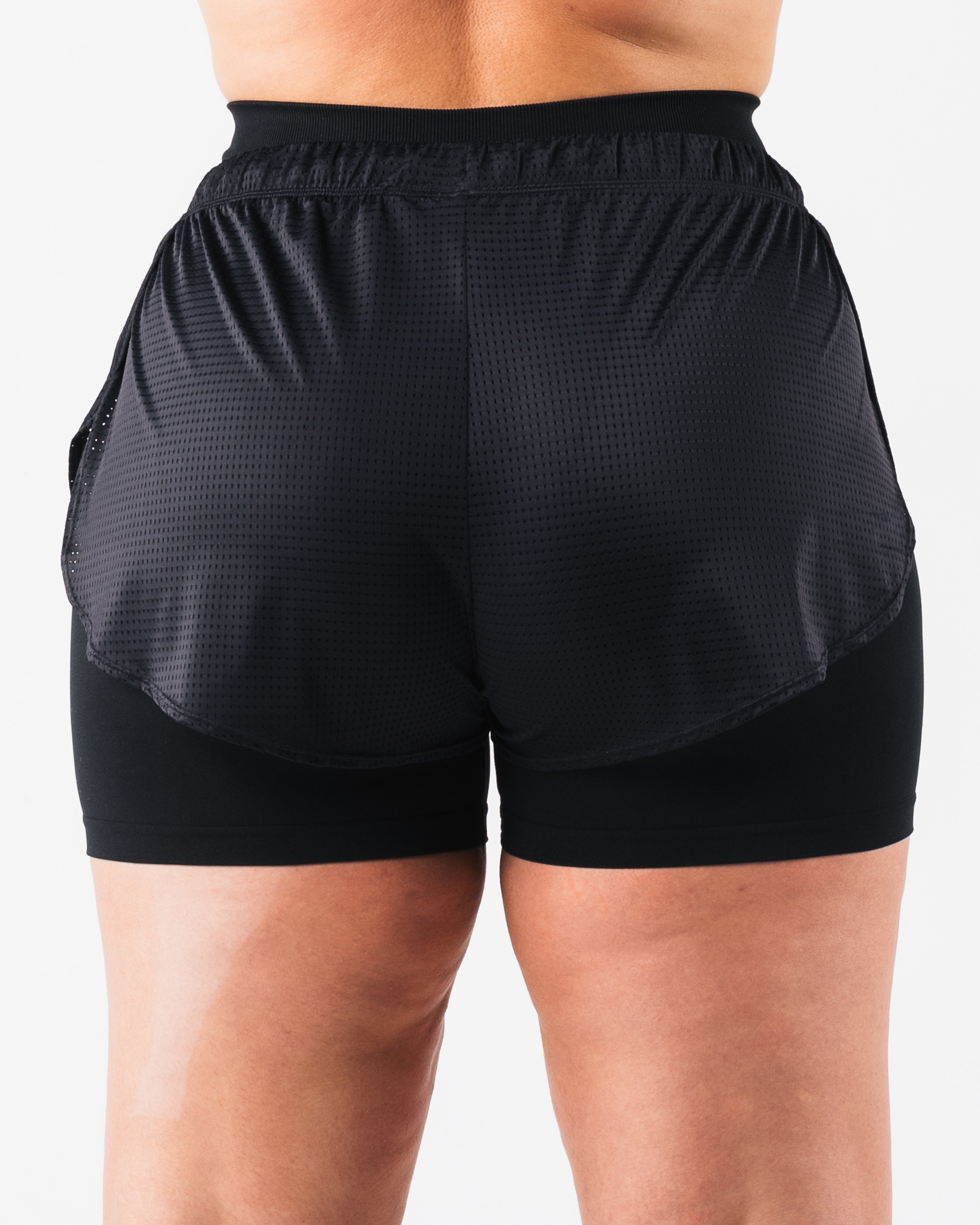 Margo Mesh Shorts for Women - Black Athletic Running Shorts for Gym, Yoga & Outdoor Sports