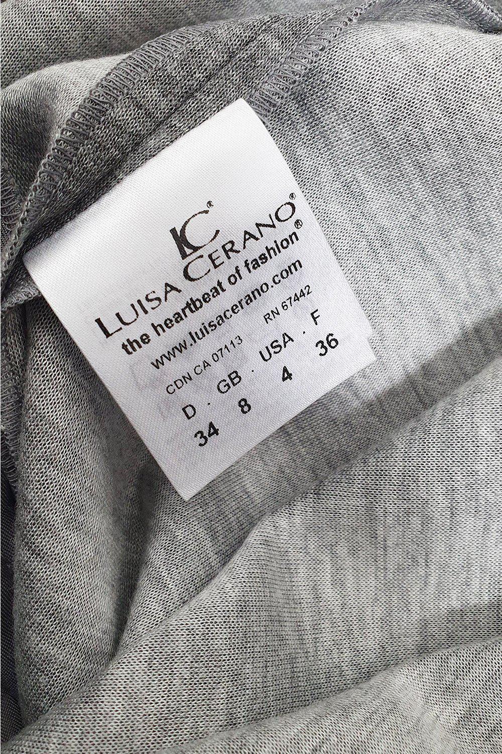 LUISA CERANO Grey V Neck Short Sleeved Fitted Dress - Women's Slim Fit Summer Dress (Size D 34 & D 42) | Perfect for Office, Cocktail Parties & Date Nights
