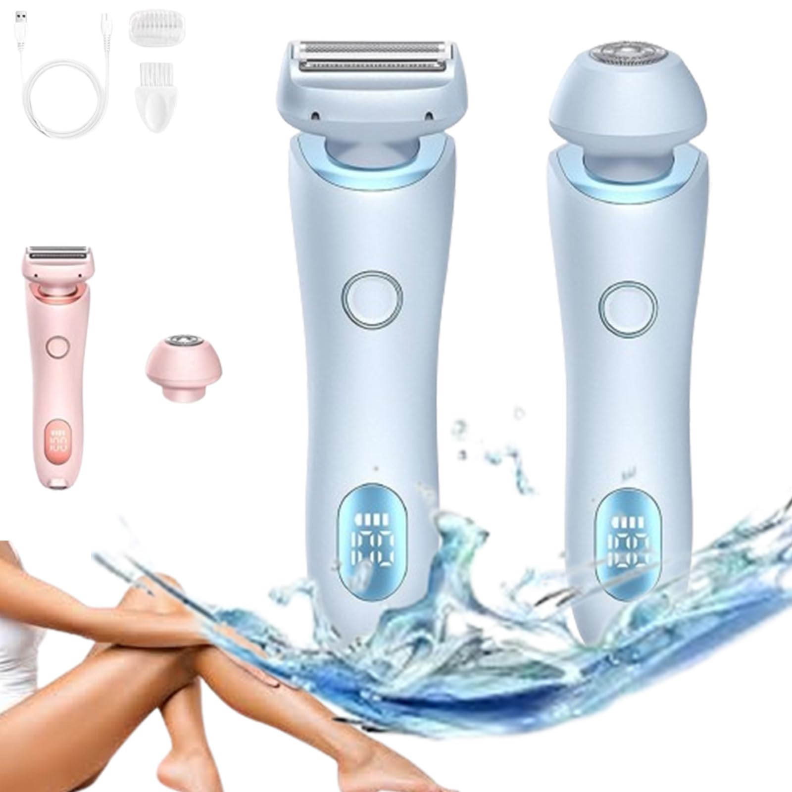 Duskofficial The Glide Pro 3.0 Waterproof Electric Razor - 2 in 1 Wet & Dry Shaver for Men, Painless Hair Removal, Rechargeable Cordless Shaver (Blue) | Perfect for Travel, Gym & Daily Grooming