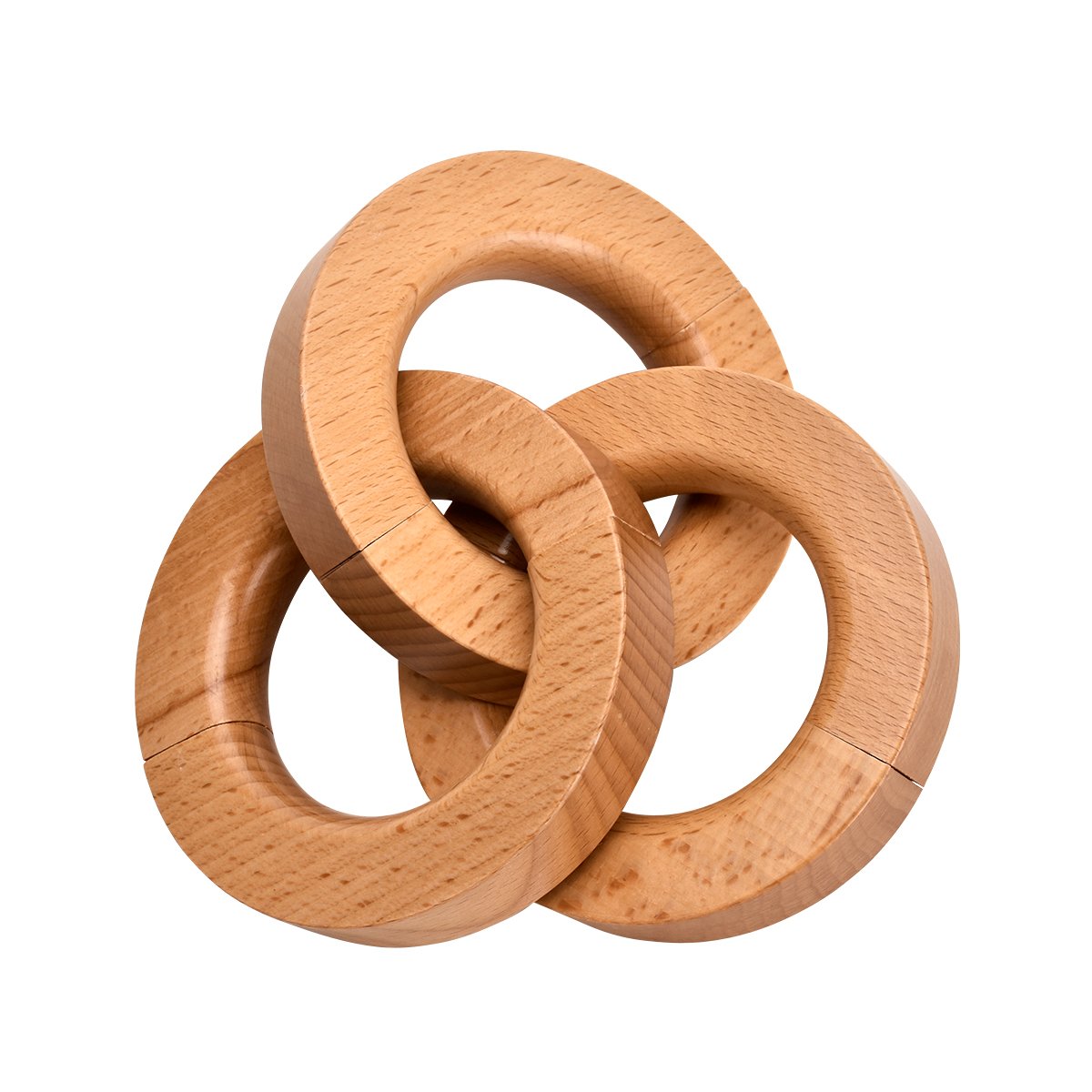 Premium Solid Wood Pants Hangers with Unique Ring Design - 3 Pack for Jeans, Shorts, Silk Scarves, Ties & Bags (Natural Wood) - Space Saving Closet Organizer for Home & Retail Display