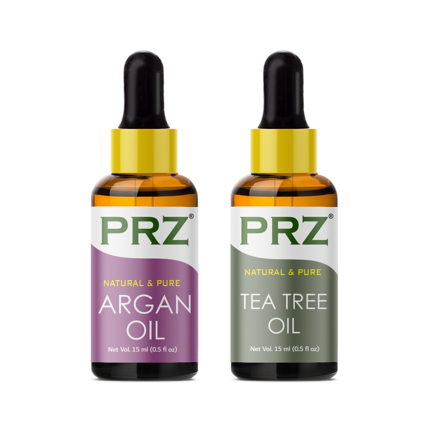 100% Pure Cold Pressed Moroccan Argan Oil & Tea Tree Essential Oil Combo - 15ML Each | Natural Therapeutic Grade for Aromatherapy, Skin Care, Hair Growth & Body Massage | Perfect for DIY Beauty, Spa Treatments & Holistic Wellness
