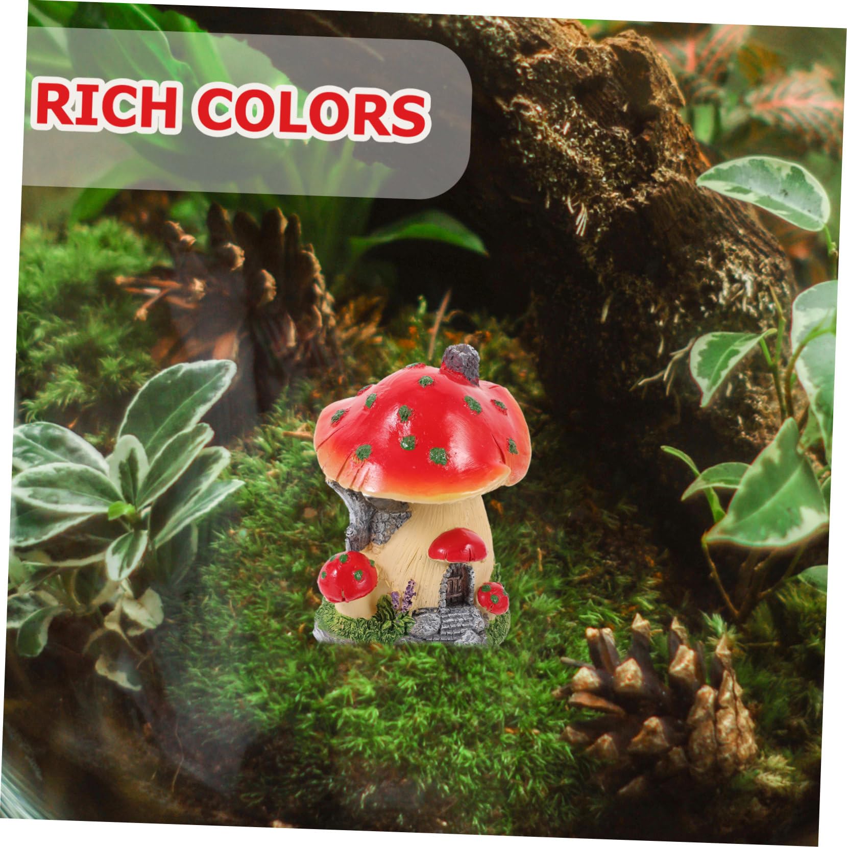 Yardwe 3-Piece Miniature Mushroom House Set - Fairy Garden Decor, Mini Village Houses for Indoor Plants, Dollhouse Accessories & Botanical Display - Perfect for Fairy Gardens, Terrariums, and Home Decor
