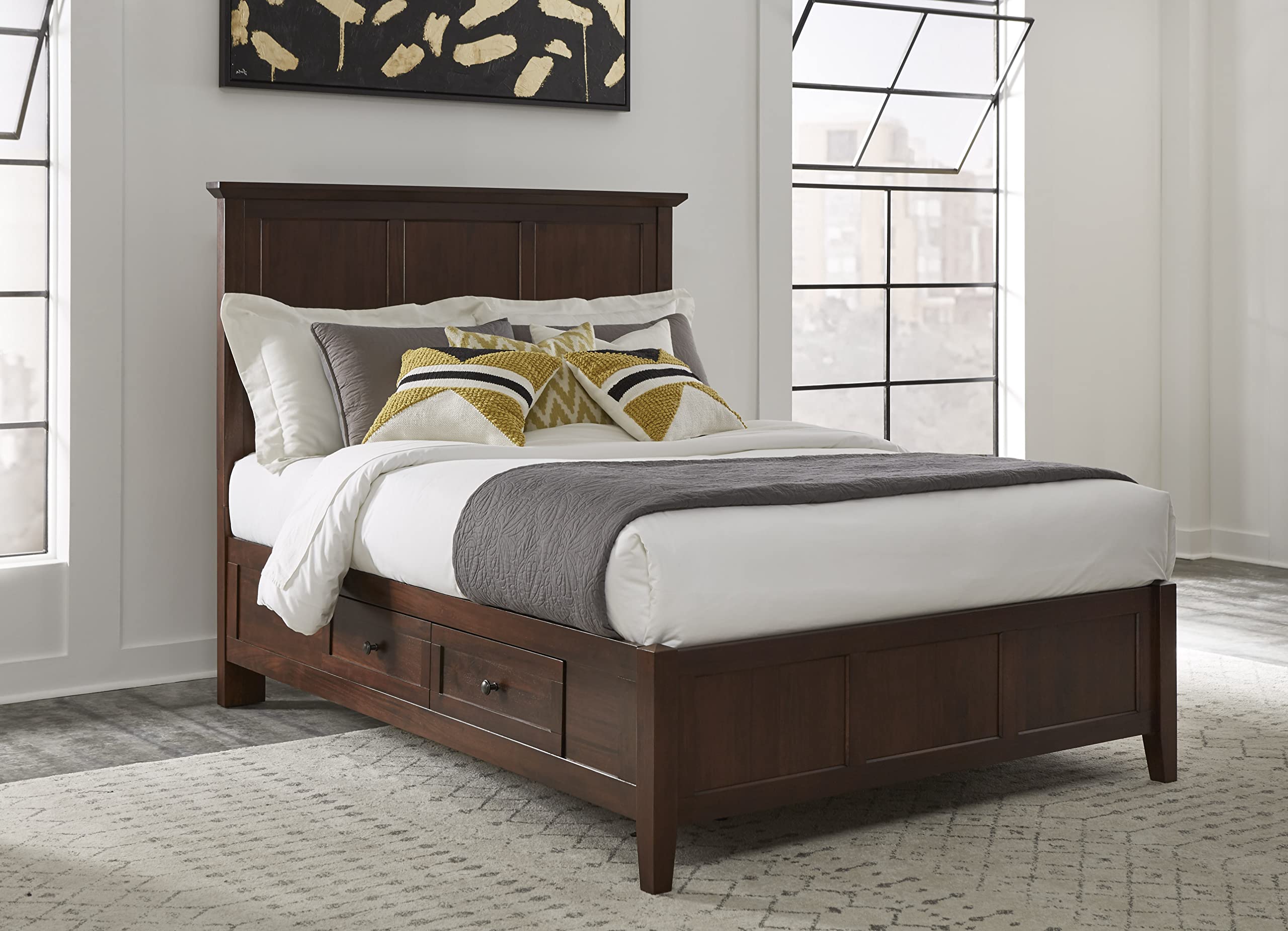 Modus Furniture Solid Wood King Size Bed Frame, Paragon Collection in Truffle Brown - Durable Hardwood Bedroom Furniture for Master Bedroom & Guest Room