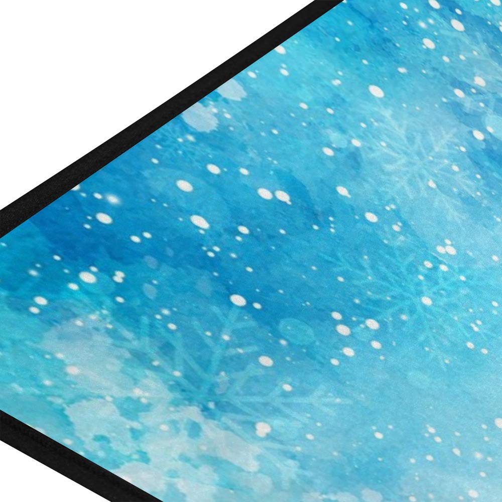 Non-Slip Extra Thick Memory Foam Kitchen Rug & Bathroom Mat - Soft Plush Watercolor Snowflake Design (39x20 Inch) - Machine Washable for Easy Cleaning - Perfect for Kitchen, Bathroom, Laundry Room & Entryway