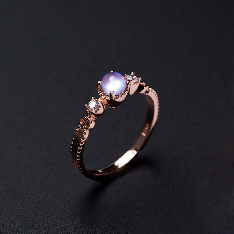 18K Gold Sterling Silver Moonstone Gemstone Ring for Women – Elegant Handmade Jewelry for Engagement, Wedding & Special Occasions | FME R242