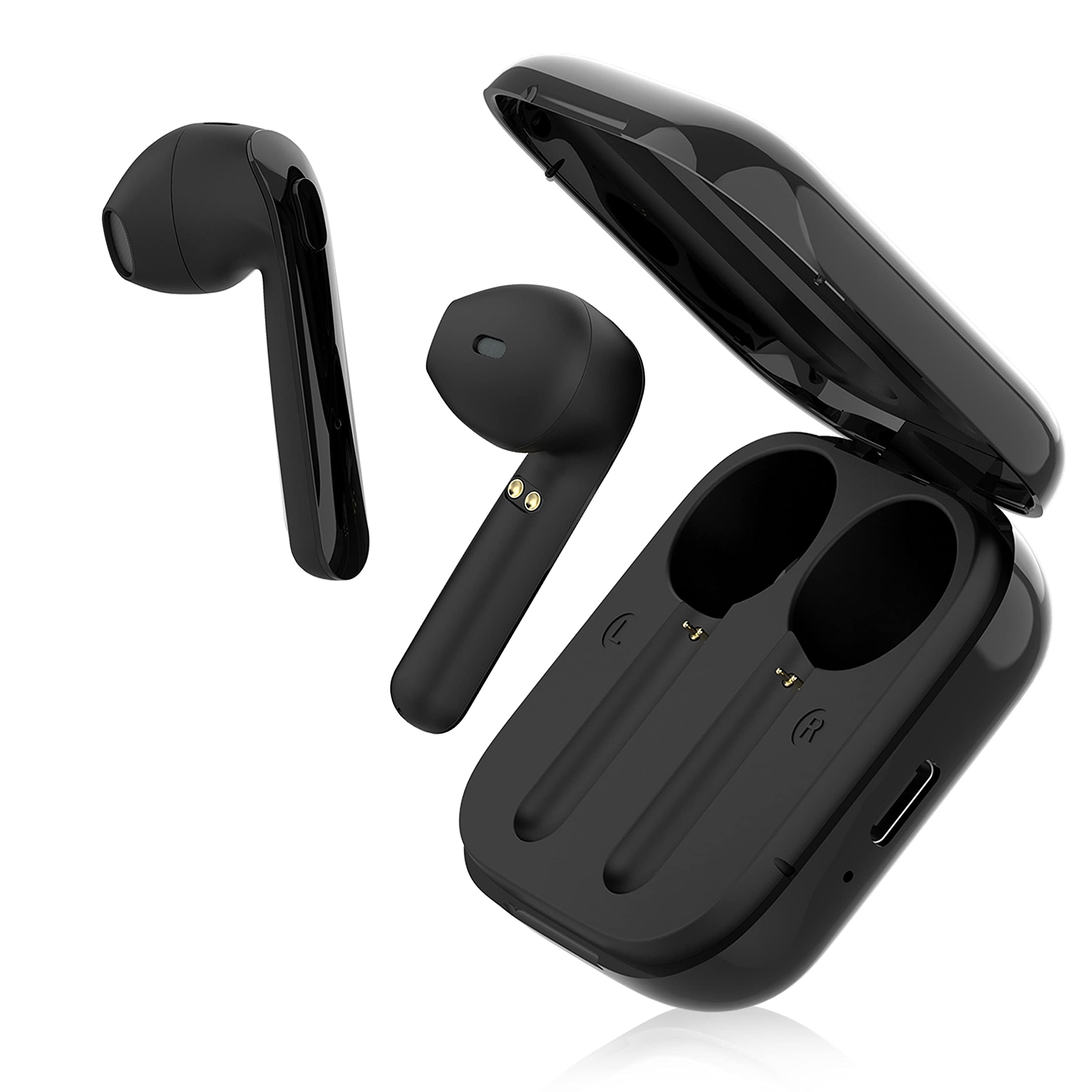 BLU Aria Pod Wireless Earbuds - Bluetooth 5.0 Headphones with 9-Hour Battery Life, Noise Cancelling, IPX5 Waterproof - Perfect for Gym, Running & Travel (Black, 2021 Model)