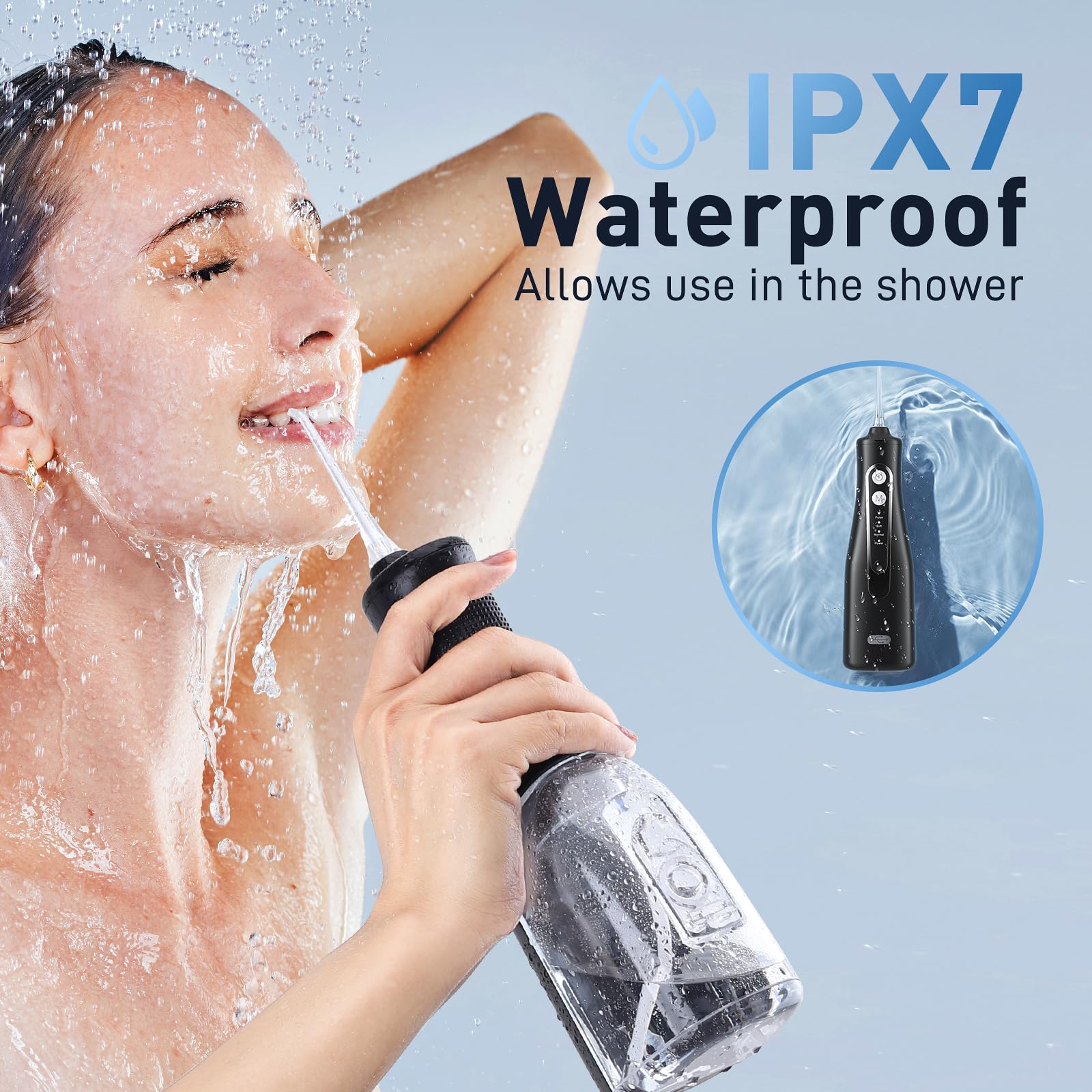Portable Water Dental Flosser with 4 Modes - 300ML Cordless Oral Irrigator for Teeth Cleaning, Rechargeable & IPX7 Waterproof - Perfect for Home Use and Travel Oral Care