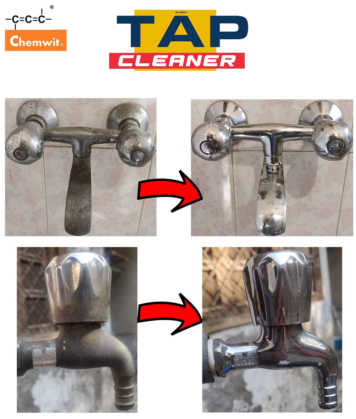 Chemwit - 500mL Hard Water Stain Remover Spray for Bathroom & Kitchen - Safe Limescale Cleaner for Faucets, Shower Glass, Tiles with Anti-Corrosion Protection - Eliminates Rust, Calcium Deposits & Stains - Perfect for Daily Cleaning & Maintenance of Bathroom Fixtures, Kitchen Sinks & Appliances