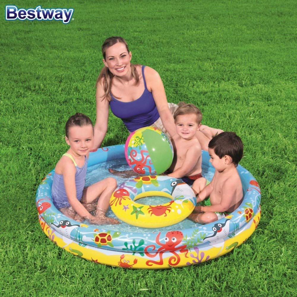 H2OGO! 2 Rings Inflatable Circle Bath Play Pool for Kids - 48