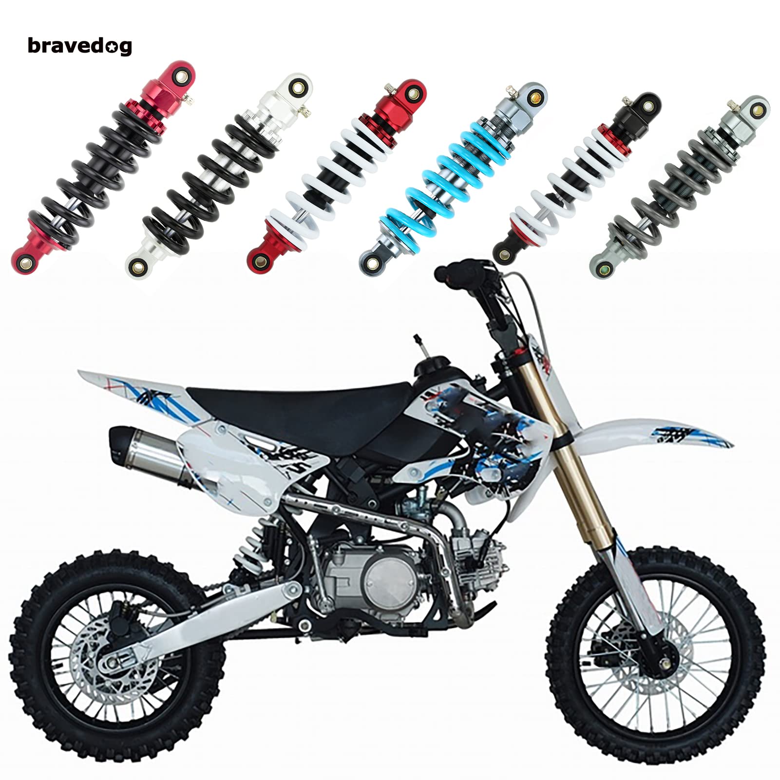 280mm Rear Shock Absorber for Dirt Pit Bike & ATV - Heavy Duty Suspension Spring Damper with Blue Coating | Off-Roading, Trail Riding & Motocross Accessories