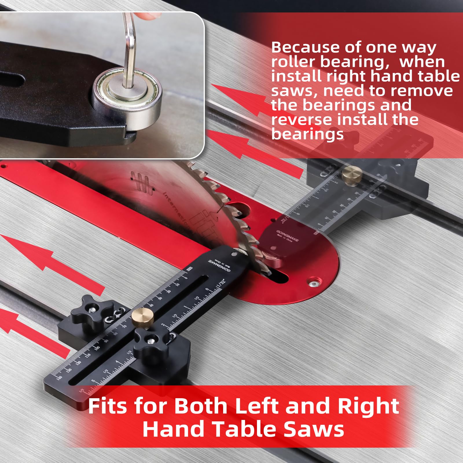 Thin Rip Jig Guide for Table Saw - Woodworking Tool for Narrow Strip Cuts | Fits 3/8