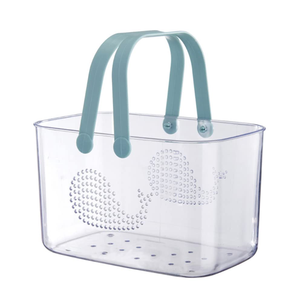 Lurrose Portable Shower Caddy Basket - Whale Pattern Plastic Organizer with Handles for Bathroom, College Dorm, Camp & Gym - Sky Blue Toiletry Storage Bin | Perfect for Travel, Home & Outdoor Use