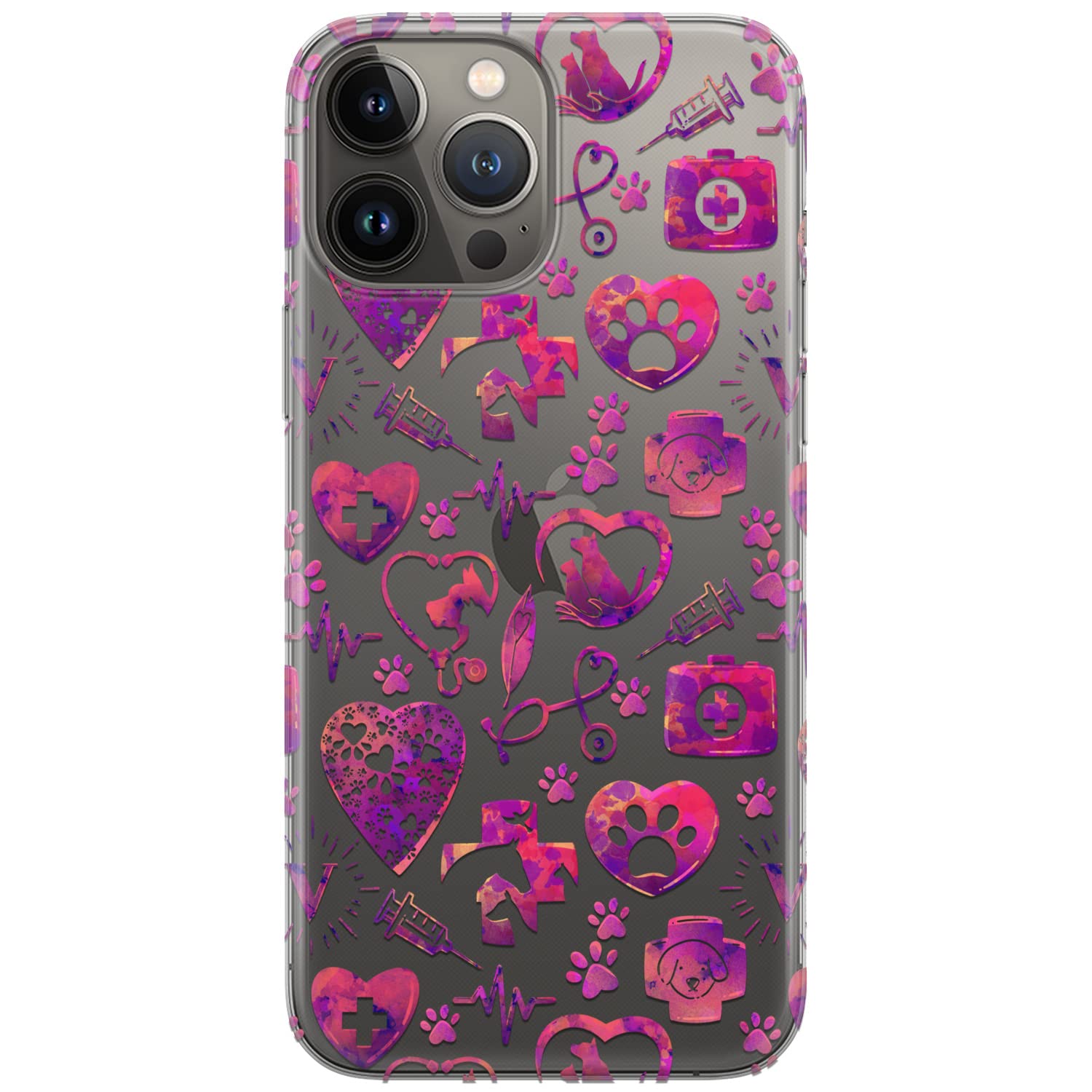 Durable Shockproof Cat & Dog Design TPU Phone Case for iPhone 15 Plus/14/13 Pro Max/12 Mini/SE/11/Xr/Xs/8/7 - Slim Transparent Protective Cover for Veterinarians & Pet Lovers - Perfect for Veterinary Clinics, Pet Hospitals & Animal Care Professionals