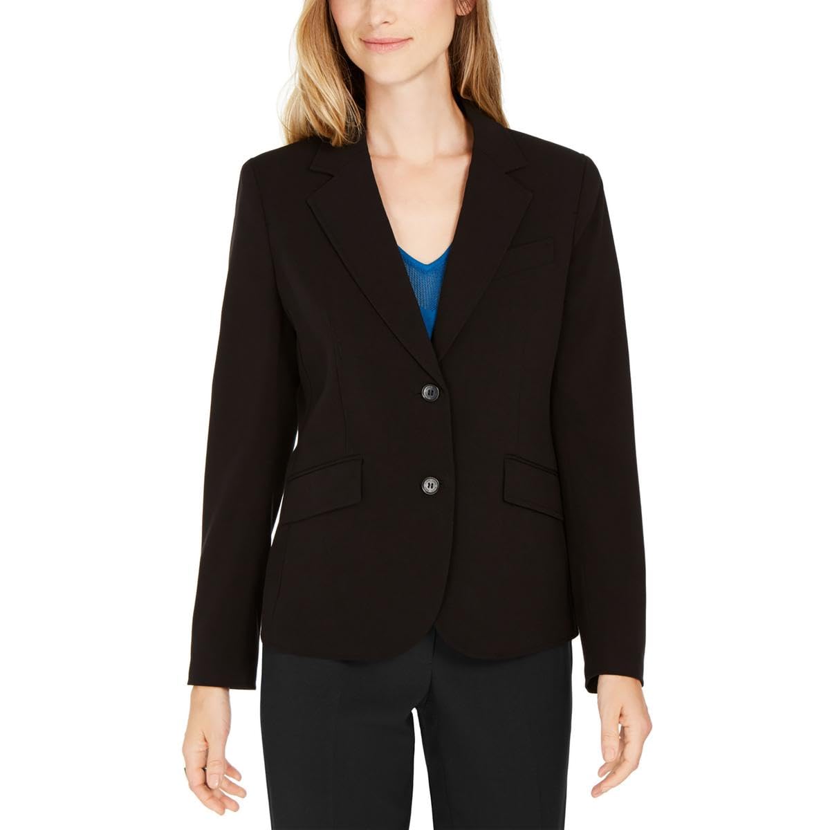 Anne Klein Women's Notch Collar Two-Button Blazer Jacket - Professional Office Wear & Business Attire for Women