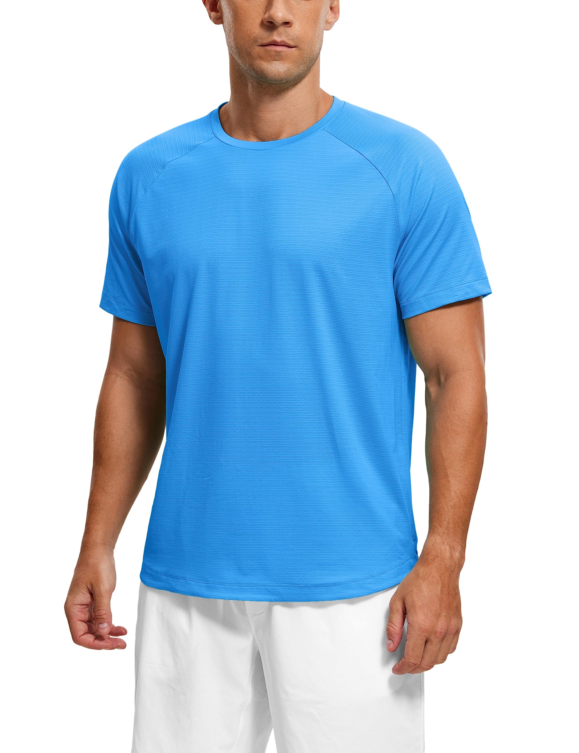 CRZ YOGA Men's Lightweight Athletic T-Shirt - Moisture Wicking Quick Dry Running Shirt, Breathable Workout Gym Top with Short Sleeve for Jogging, Training & Fitness Activities