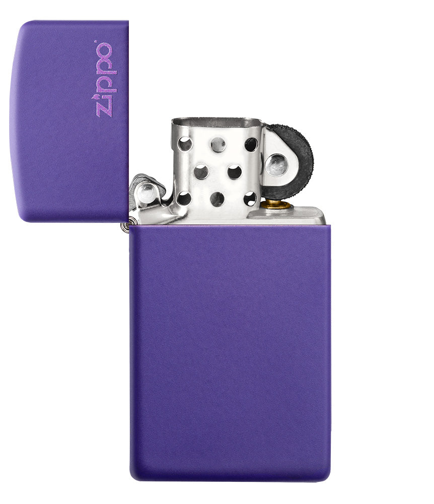 Slim® Purple Matte Zippo Logo Lighter - Windproof Refillable Metal Cigarette Lighter for Smoking, Camping, Outdoor Adventures & Collectibles