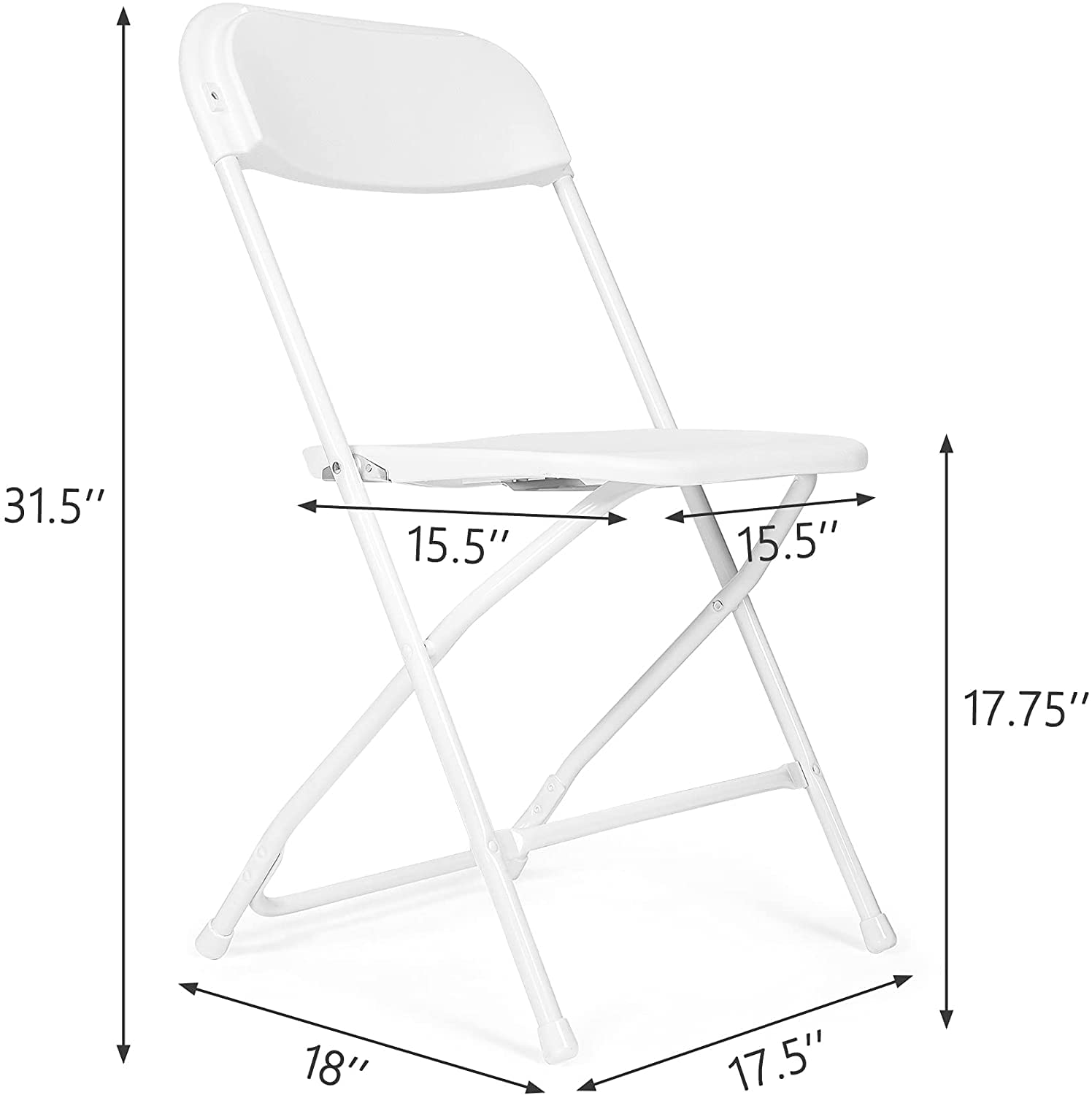 LUCKYERMORE White Plastic Folding Chairs - Heavy Duty Stackable Commercial Chairs with Steel Frame for Indoor & Outdoor Use - 330lbs Capacity (12 Pack) - Perfect for Office, Wedding, Party, Picnic, School, and Events