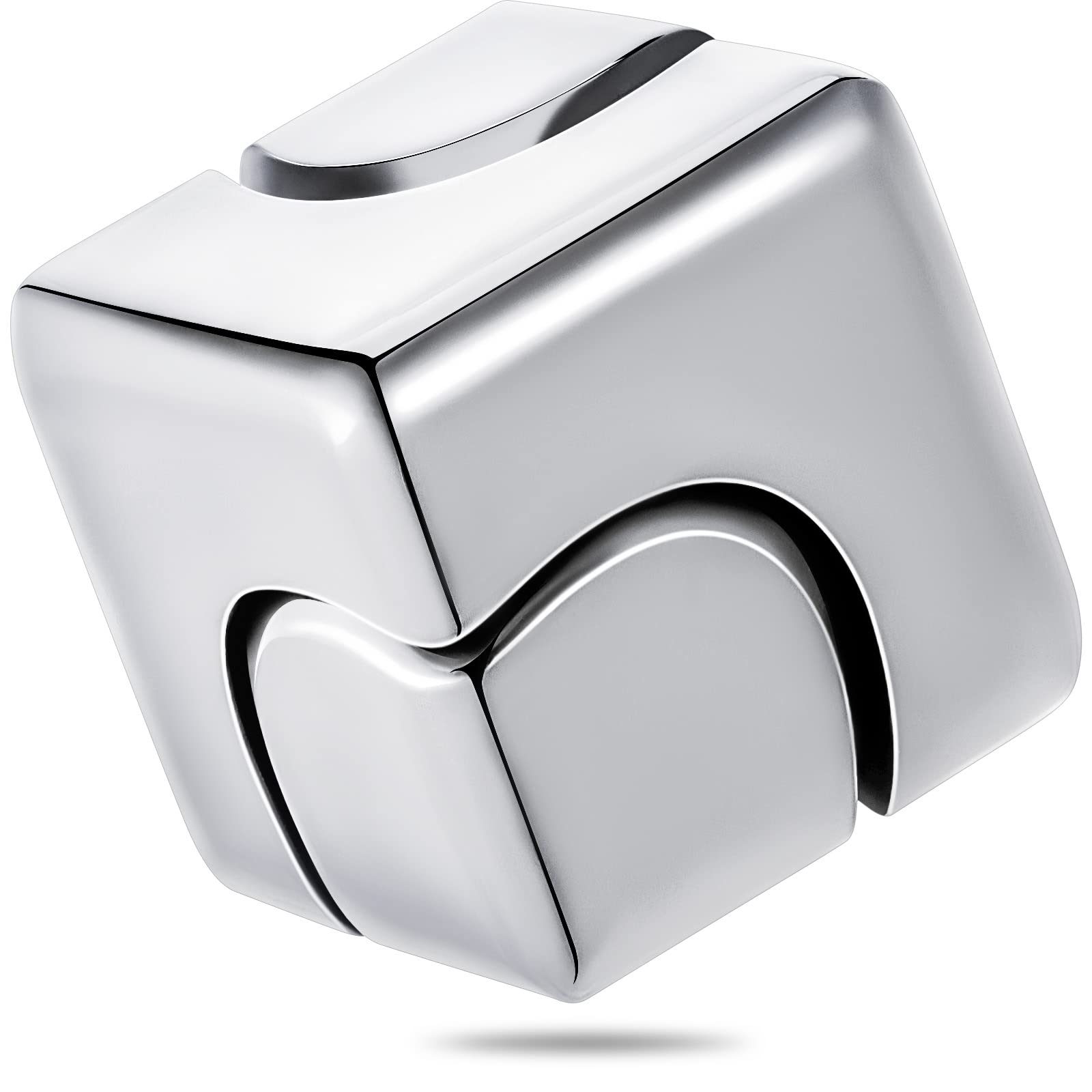 4-in-1 Anti-Anxiety Fidget Spinner Toy Set - Metallic Stress Relief Cube, Finger Top & Desktop Focus Toys for Kids & Adults (Silver) | Perfect for ADHD, Anxiety Relief, Office & Classroom Use