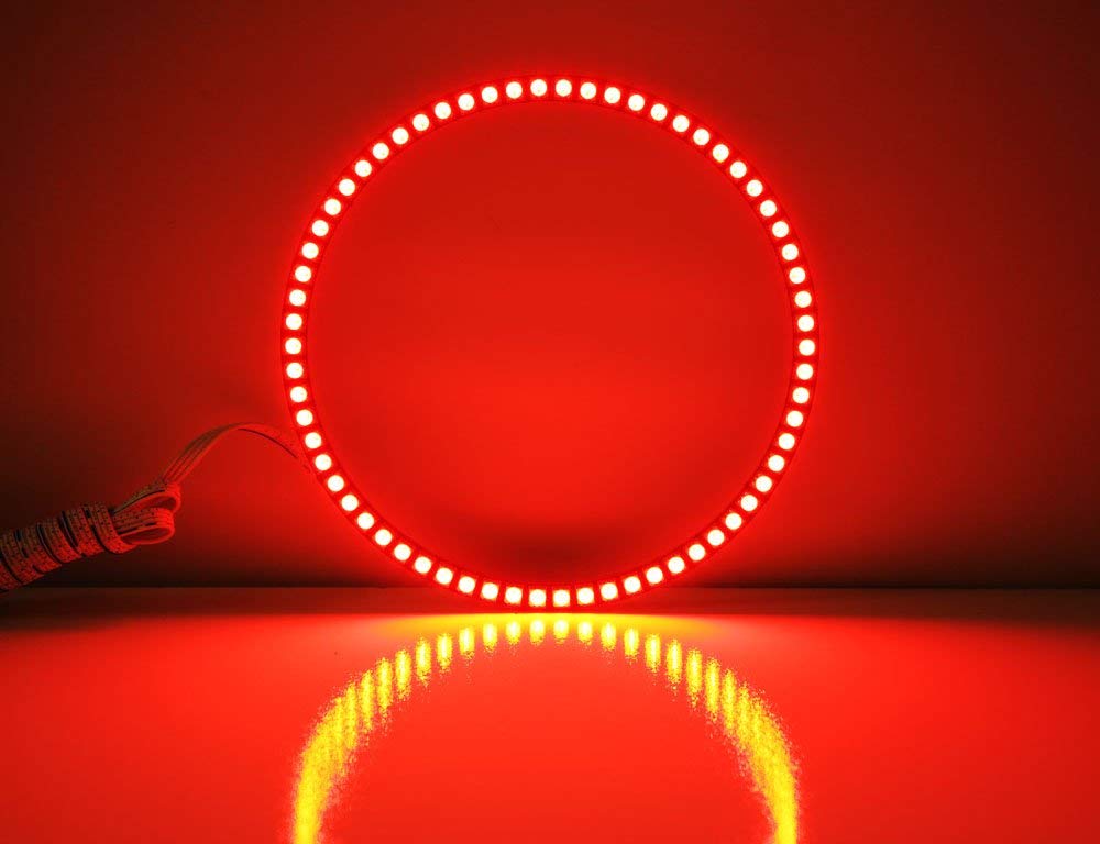 iJDMTOY 132-LED RGB Multi-Color Angel Eyes Halo Rings for 2005-2009 Ford Mustang | Adjustable Front Road Lighting | Daytime Running & Night Driving Lights | Custom Car Aesthetics & Enhanced Visibility