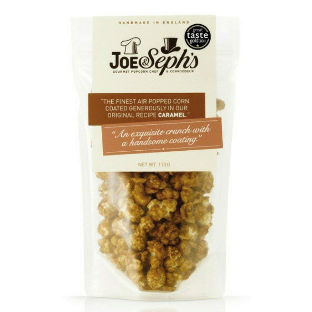 Joe & Seph's Gourmet Caramel & Belgian Chocolate Popcorn - 90g Bag | Premium Snack for Movie Nights, Gifts & Parties | Gluten-Free & Vegan-Friendly