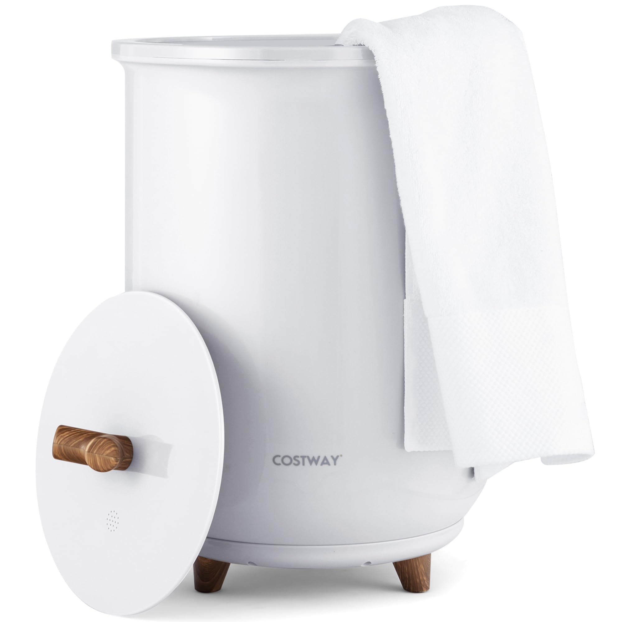 COSTWAY 23L Electric Towel Warmer with 4 Timer Settings & 3 Heat Levels, Overheat Protection & Fragrant Disc Holder | Perfect for Bathroom, Spa, Hot Tub, Sauna | White