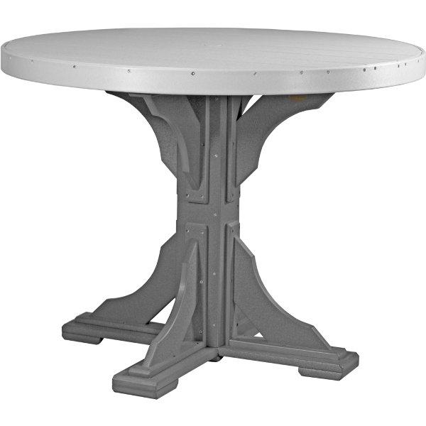 4 ft Round Table - Durable Poly Plastic Outdoor/Indoor Dining Table for Patio, Garden, or Restaurant Use