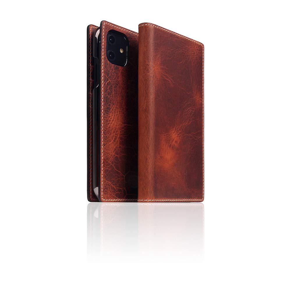 Premium Italian Wax Leather Wallet Case for iPhone 11 - Handcrafted Genuine Leather Diary Style with RFID Blocking Card Slots & Side Cash Pocket | Perfect for Business Professionals & Daily Use | Luxury Gift Box Included (Brown)