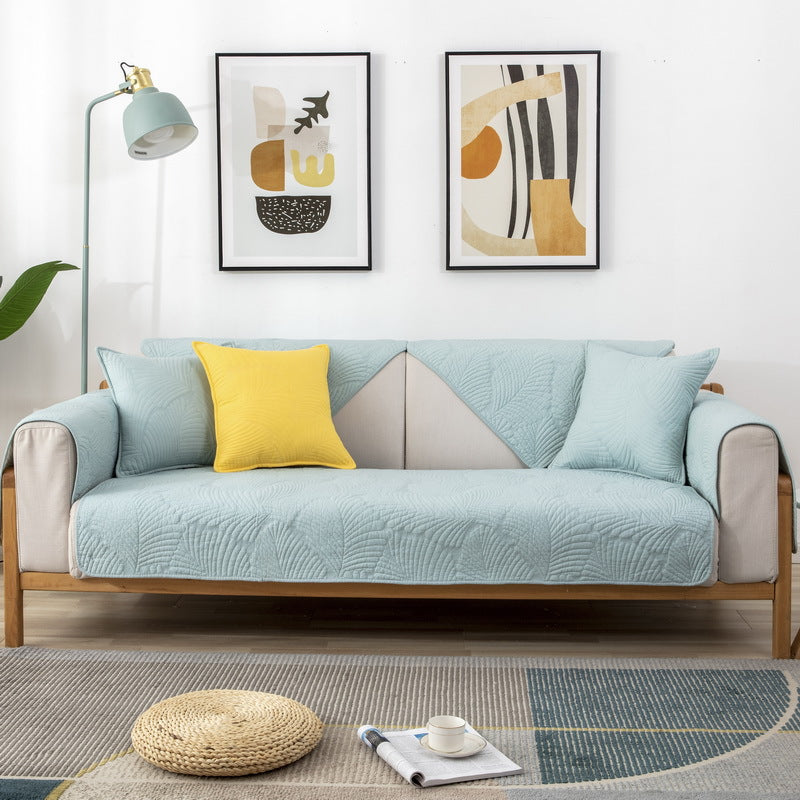 Alicia Cotton Botanical Print Sofa Slipcover - Washable Stretch Couch Cover for Living Room, Sectional, Loveseat - Home Decor Protection & Style Upgrade