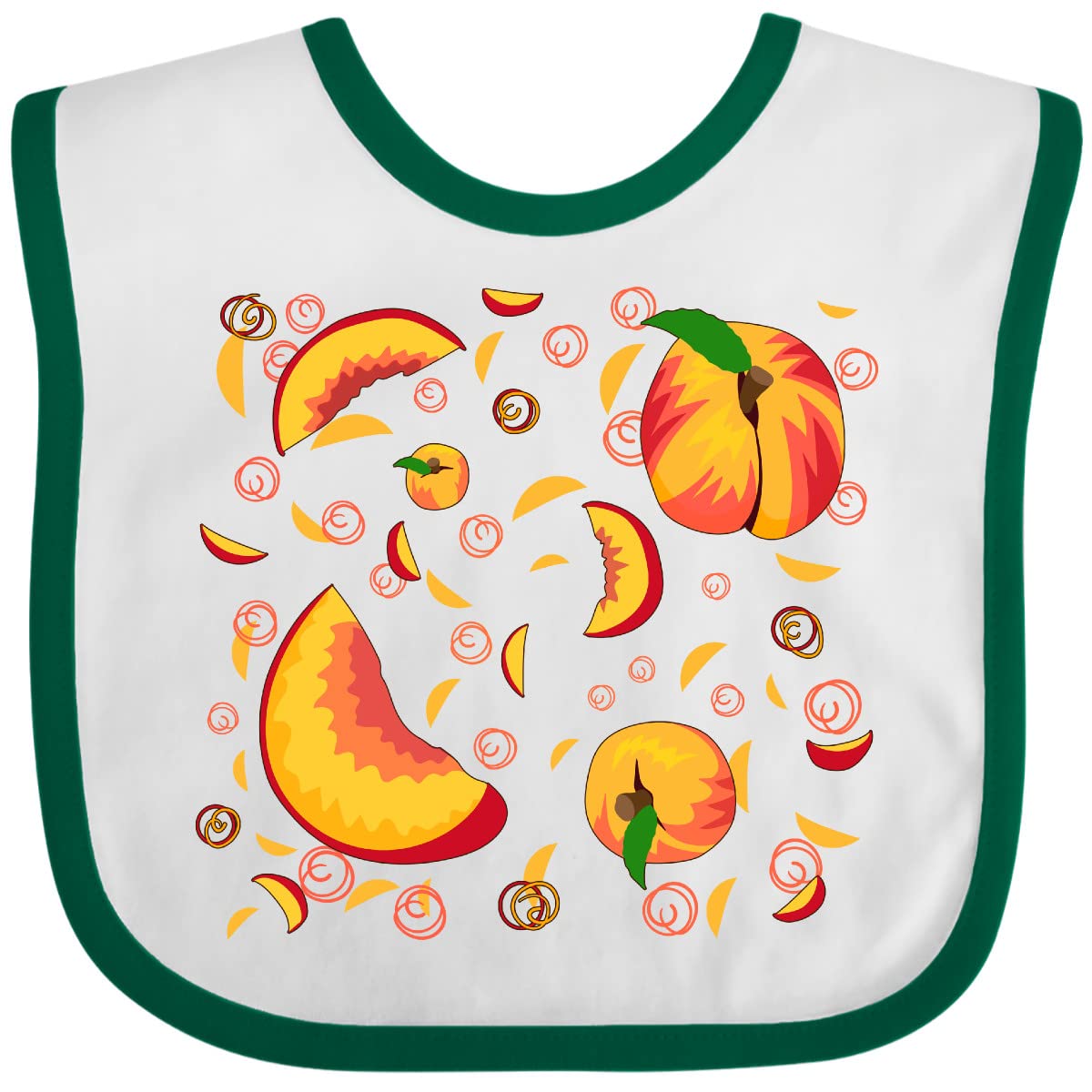 Inktastic Peach Fruit Party Baby Bib - Soft Cotton Drool Bibs for Infants & Toddlers - Perfect for Feeding, Teething, and Messy Playtime