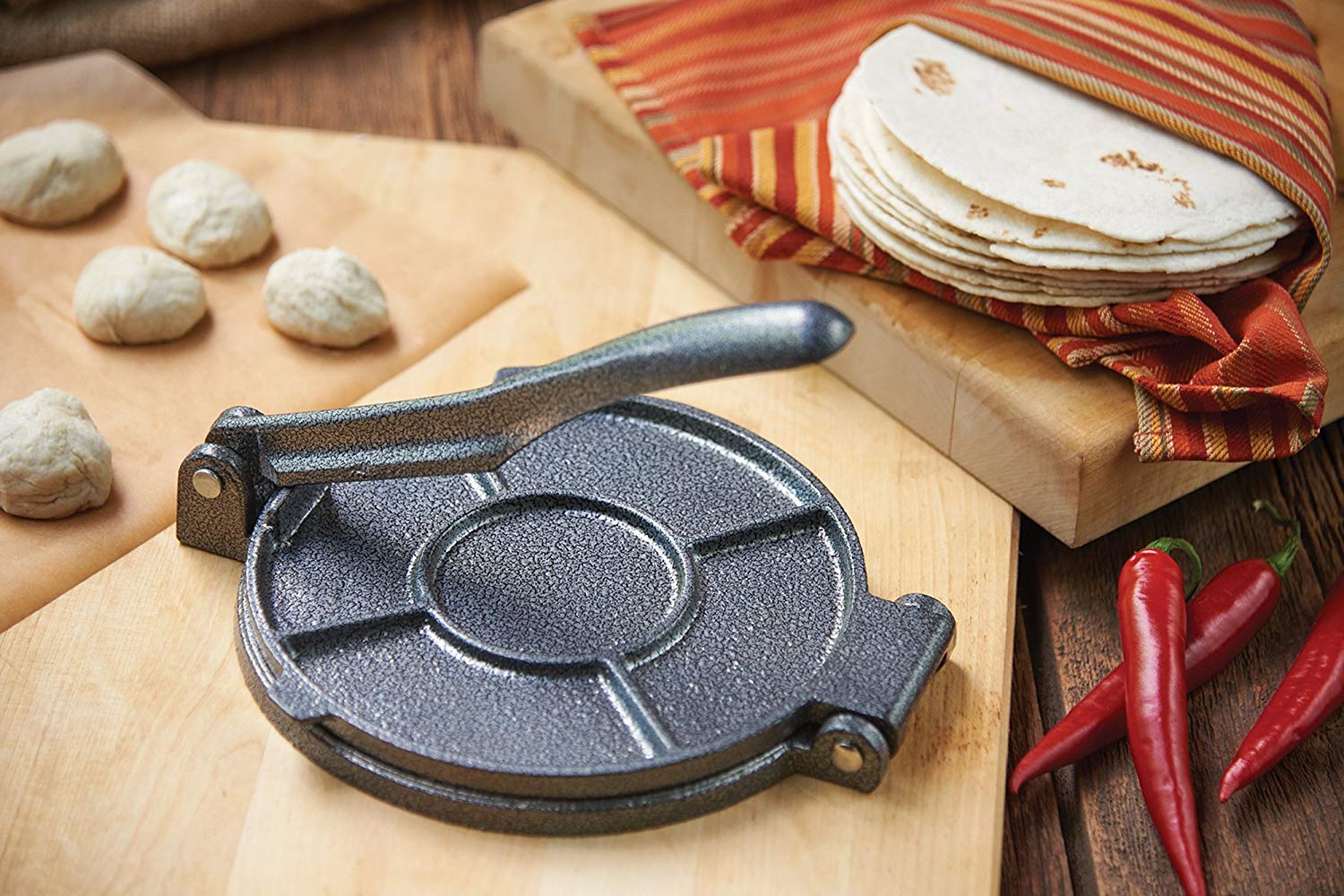 Premium Cast Iron Tortilla Press - Heavy Duty Manual Flour & Corn Tortilla Maker for Authentic Mexican Cuisine - Perfect for Home Cooking, Restaurants & Taco Nights