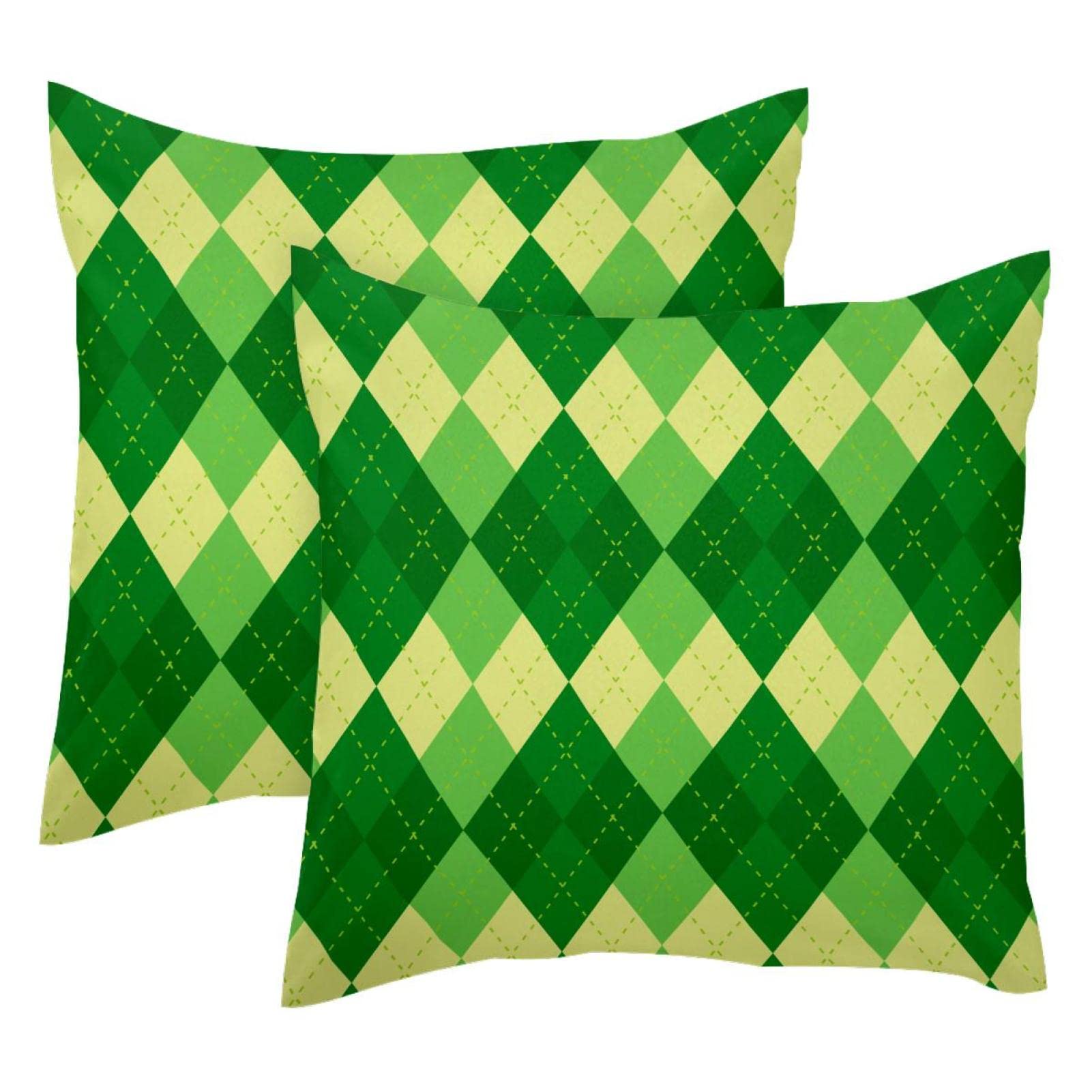 St. Patrick's Day Plaid Green Square Cushion Covers Set of 2 - 20x20 Inch Throw Pillow Covers for Sofa, Bed & Home Decor - Perfect for Irish-Themed Parties, Living Room Accents & Seasonal Home Styling