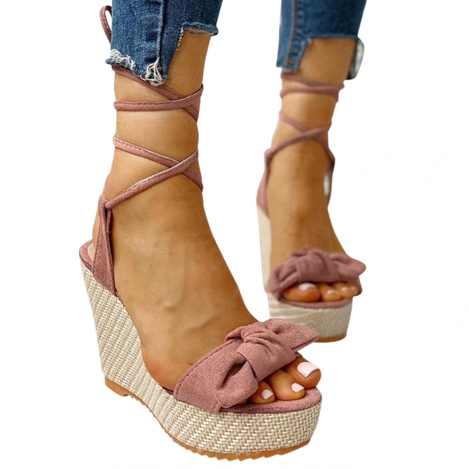 Women's Dressy Summer Wedge Sandals with Ankle Strap & Open Toe - Comfortable Platform Sandals for Beach, Vacation & Casual Outings