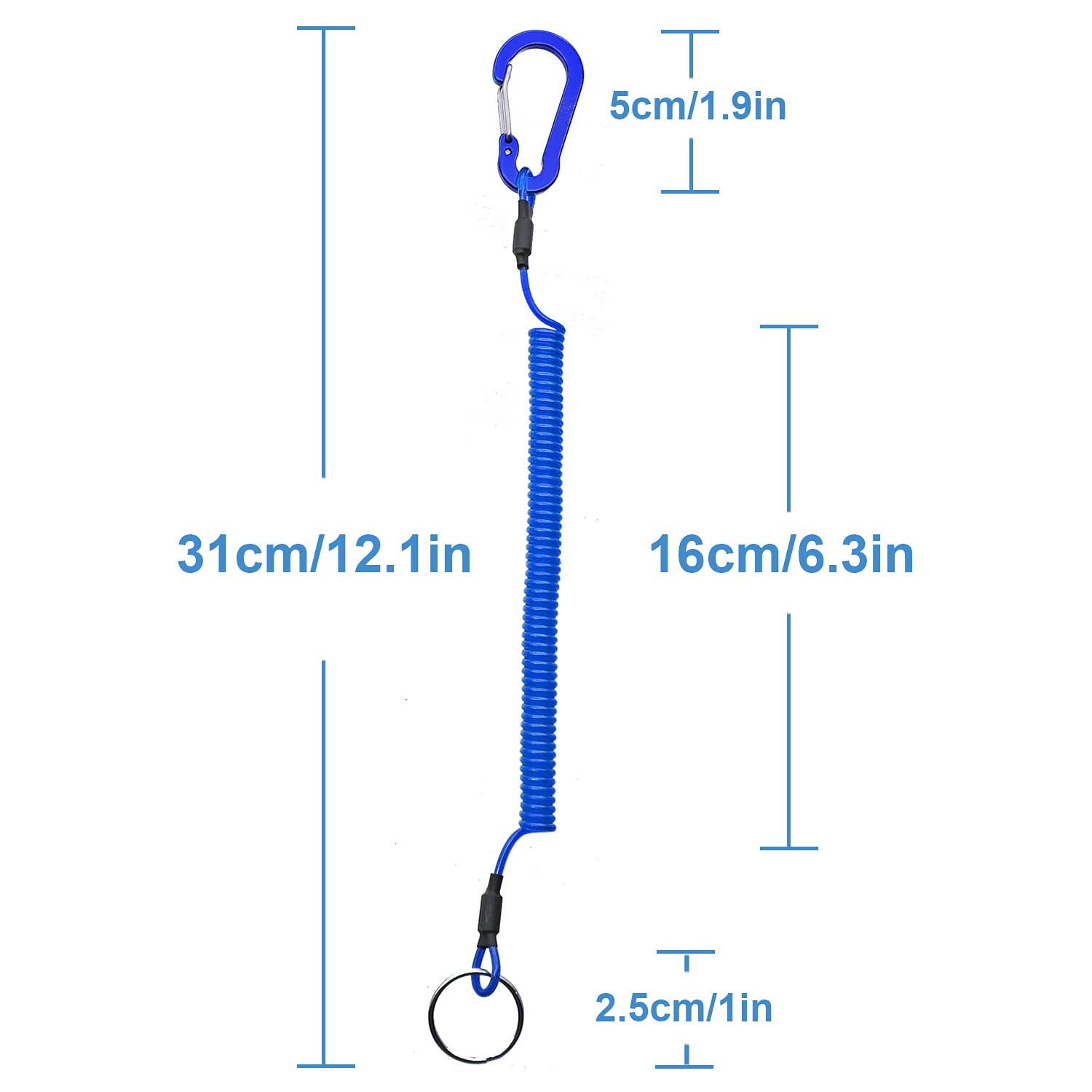 Stretchy Coiled Lanyards for Keys & Tools - 4/6pcs Set (Black, Blue, Green, Red, Yellow, Silver) - Secure Fishing Equipment, Pliers & Kayak Gear - Perfect for Outdoor Adventures, Work & Daily Use