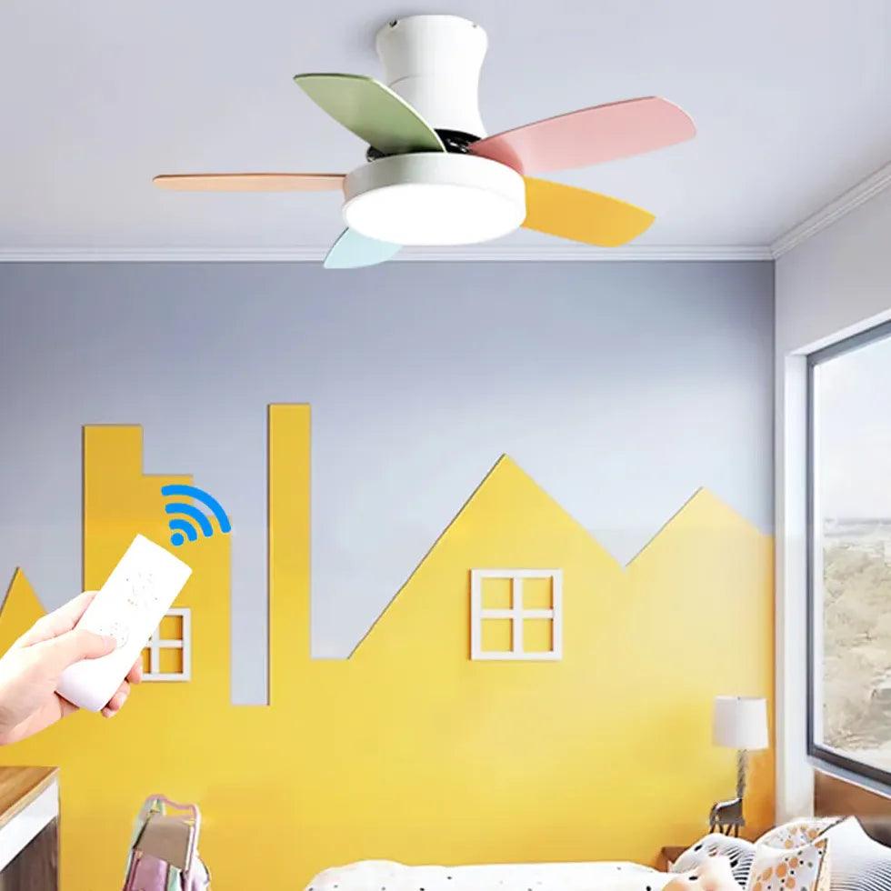 Stylish 5-Blade Multi-Color Ceiling Fan with LED Light - Perfect for Bedroom, Living Room & Home Office (Remote Control Included)