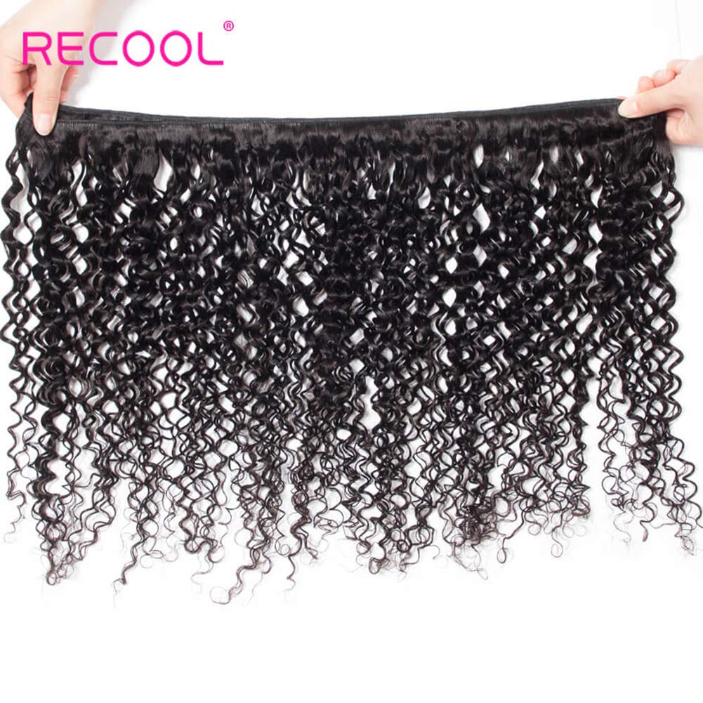 RECOOL 10A Brazilian Human Hair Extensions - 20 Inch Curly Hair Bundle (1 Piece) - 100% Natural Virgin Hair for Styling & Volume - Perfect for Weaves, Ponytails & Special Occasions