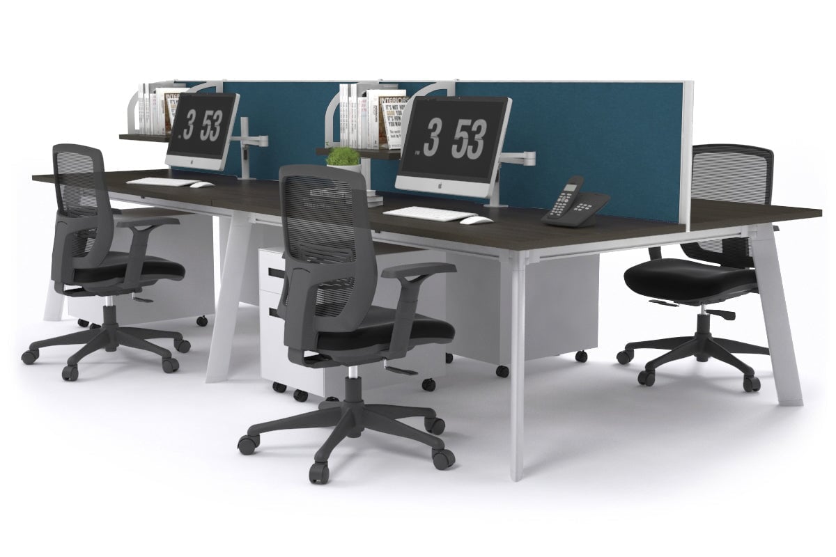 4-Person Workstation with White Frame - 1600L x 800W Office Desk with Cable Management | Perfect for Team Collaboration & Open Office Spaces