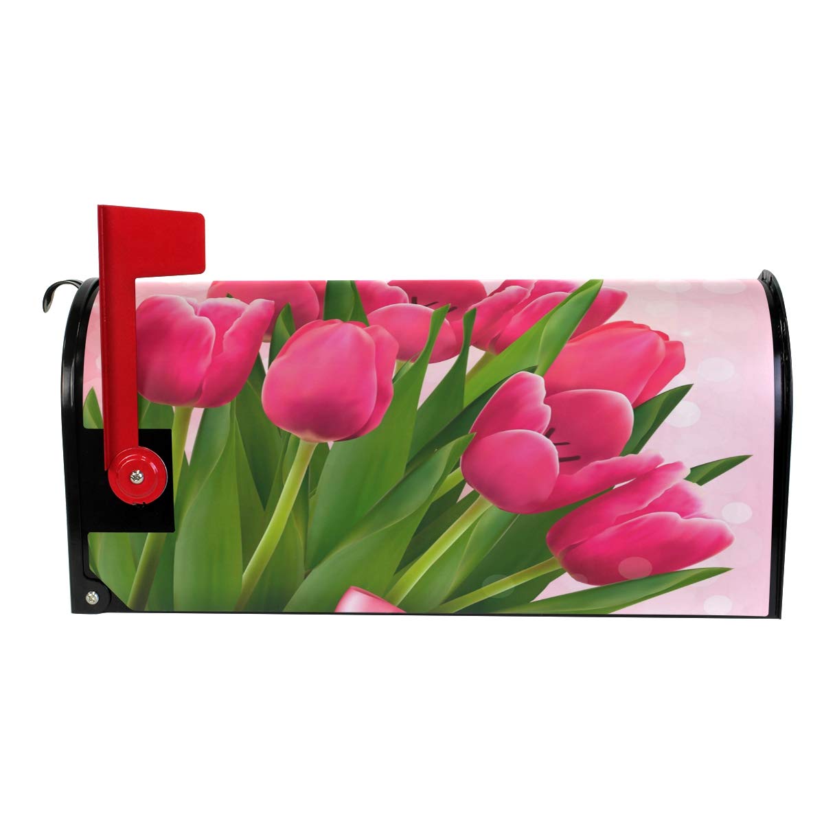 Pink Tulips Magnetic Mailbox Cover - Decorative Wrap for Standard Mailboxes | Perfect for Mother's Day Gifts & Home Outdoor Decor