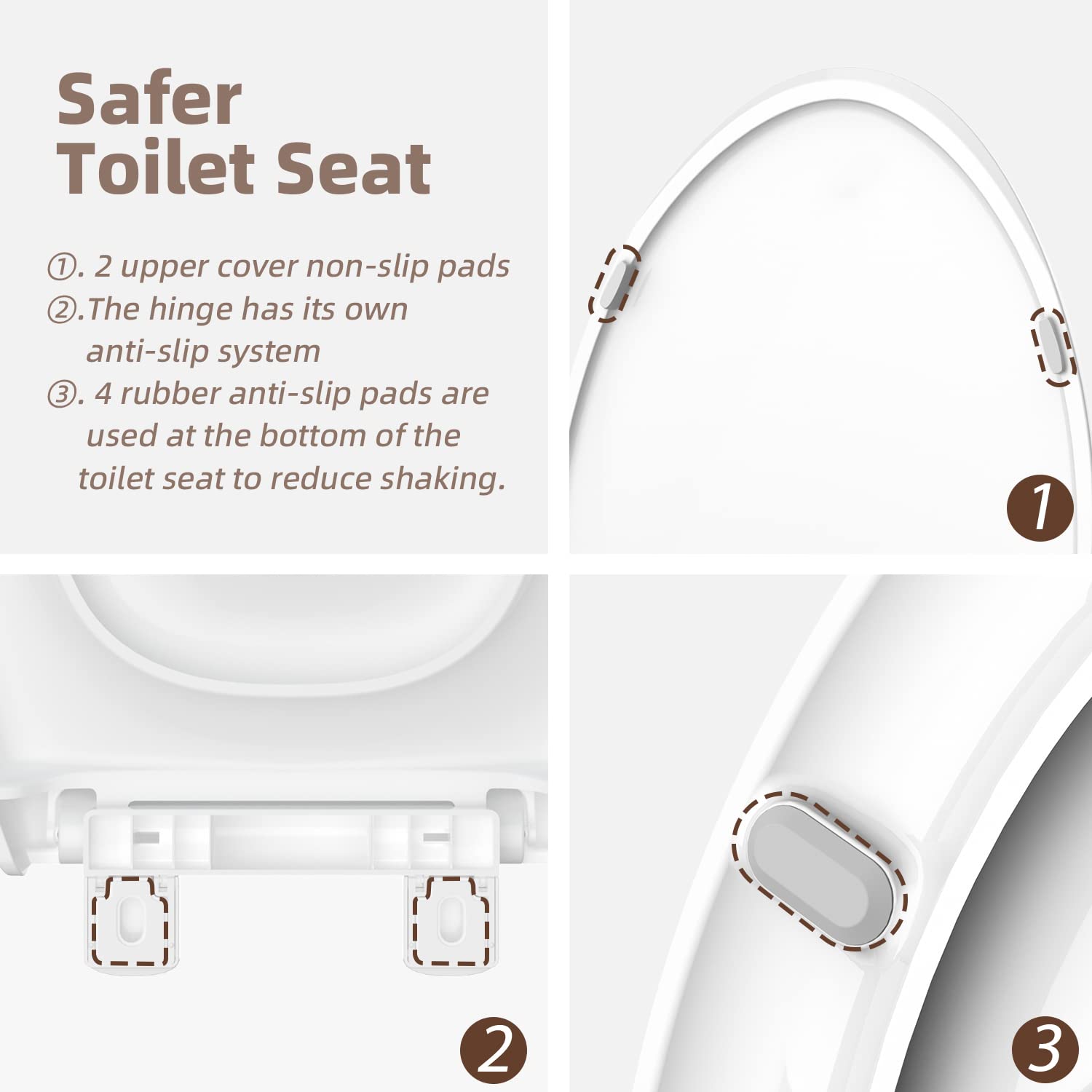 Elongated Toilet Seat with Slow Close Quick-Release Hinges - Heavy Duty Soft Close Oval Toilet Seat for Elongated Toilets - Quiet Close Lid & Seat - Easy to Install & Clean - Durable White Toilet Seat for Bathroom, Home & Commercial Use