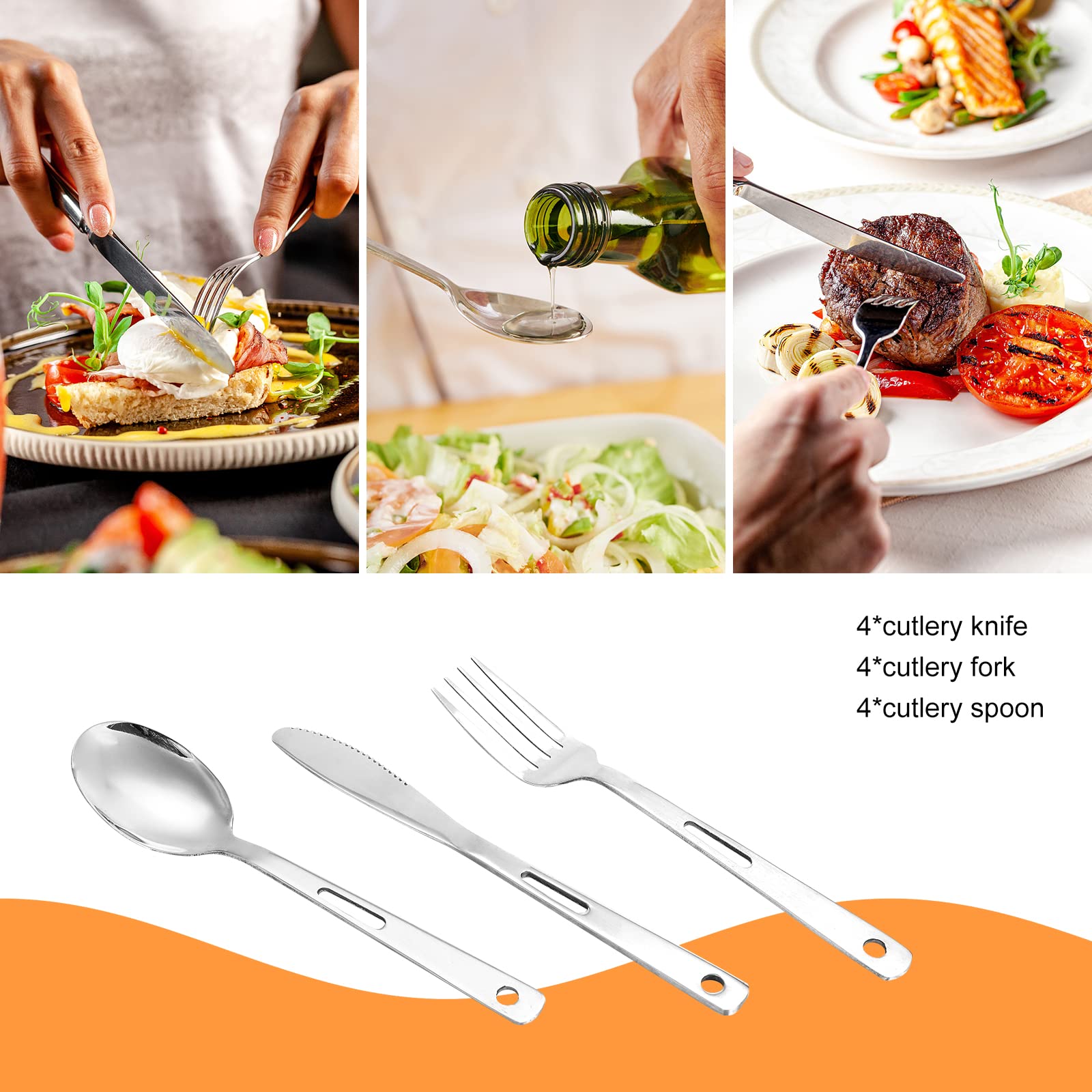 28-Piece Camping Mess Kit - Lightweight Dinnerware Set with Bowls, Plates, Knives, Forks & Spoons | Perfect for Outdoor Adventures, Picnics & RV Travel | Durable Camping Cookware & Essential Accessories