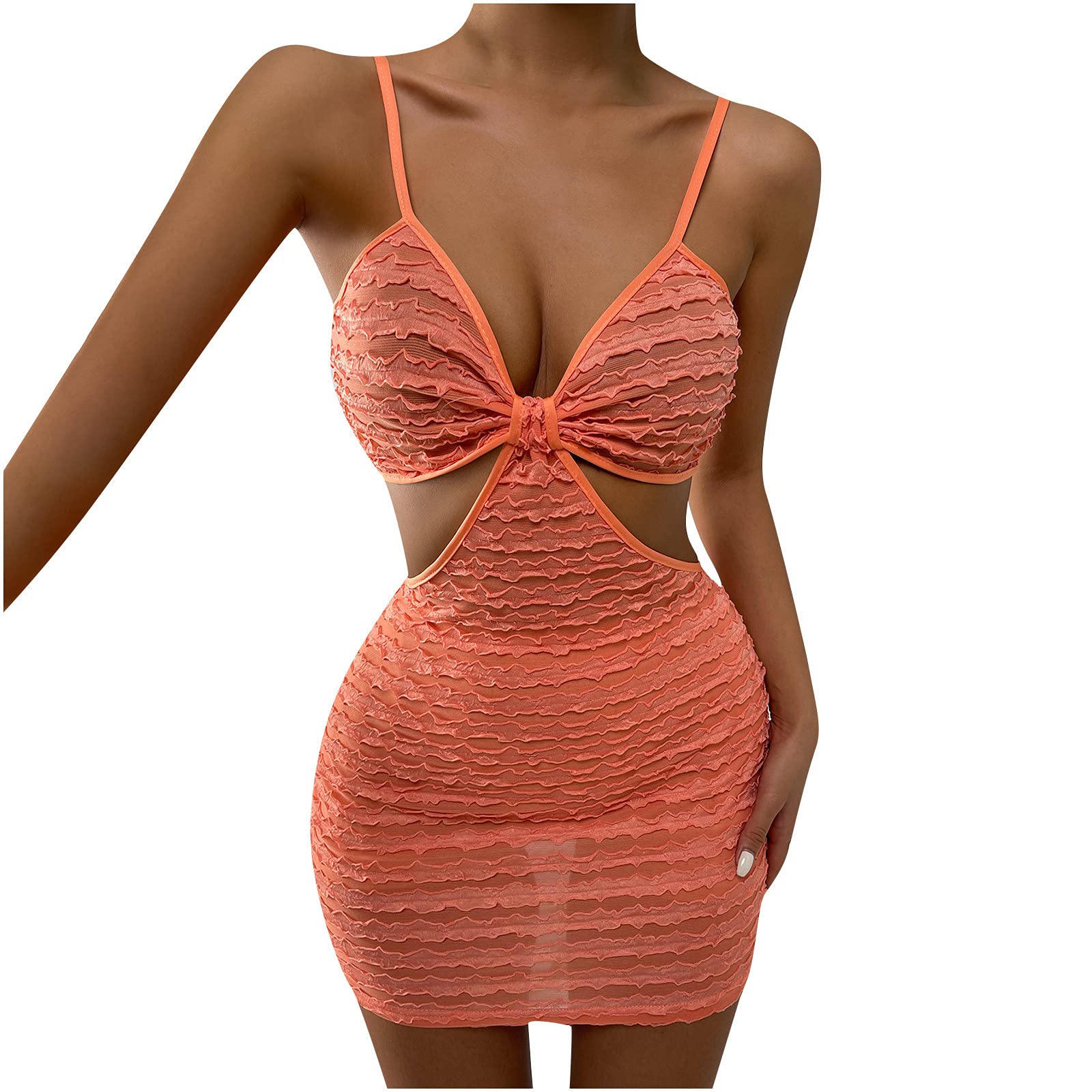 Sexy Bodycon Dresses for Women - Solid Color Hollow Out Tight Fitting Halter Club Party Dress | Perfect for Night Out, Date Night & Special Occasions
