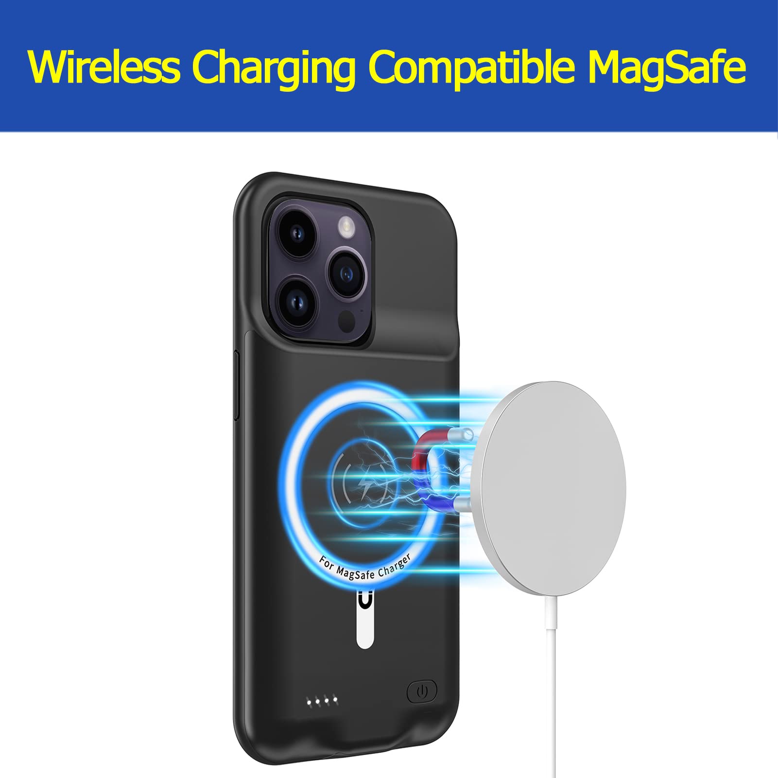 10800mAh Battery Case for iPhone 13 Pro Max (6.7 inch) - Wireless Charging Compatible, CarPlay Support, Portable Protective Rechargeable Charger (Black) | Perfect for Travel, Outdoor Activities & Daily Use