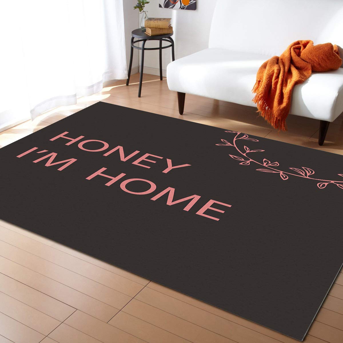 5'x7' Rectangle Area Rug - Simple Garland Honey I'm Home Floor Mat, Large Non-Slip Carpet for Entryway, Front Porch, Kitchen, Laundry Room, Bathroom & Bedroom | Perfect for Home Decor, Living Room Accent & Cozy Spaces