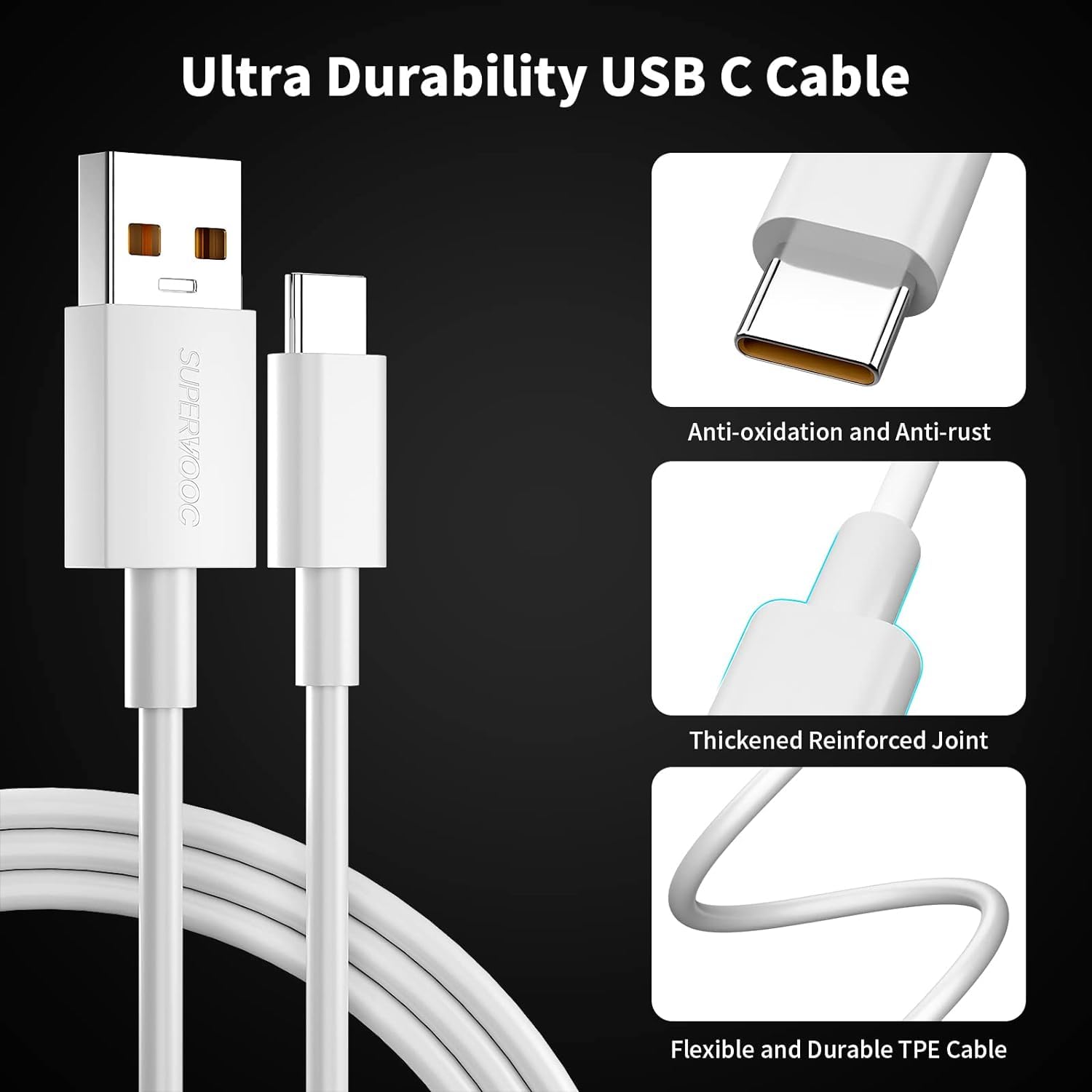 Original Realme 100W SuperVOOC USB Type-C Fast Charging Cable - Compatible with Realme 12 Pro+/11 Pro+/11/10/9 Pro/Narzo 60 Pro/60/50/50 Pro/30 - Supports 65W SuperDart & 33W Dart Charging - Quick Charge & Data Sync - Perfect for Home, Office & Travel (White)