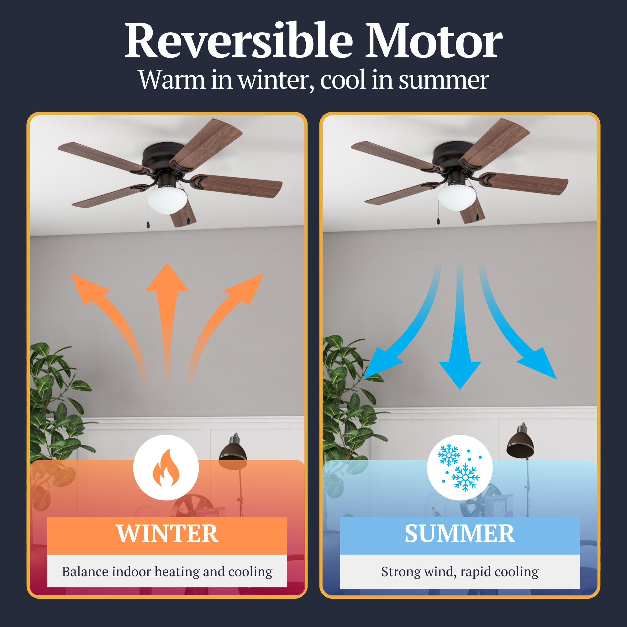 42 Inch Alvina Bronze Ceiling Fan with Pull Chain - Modern Indoor/Outdoor Ceiling Fan for Bedroom, Living Room, Patio & Office