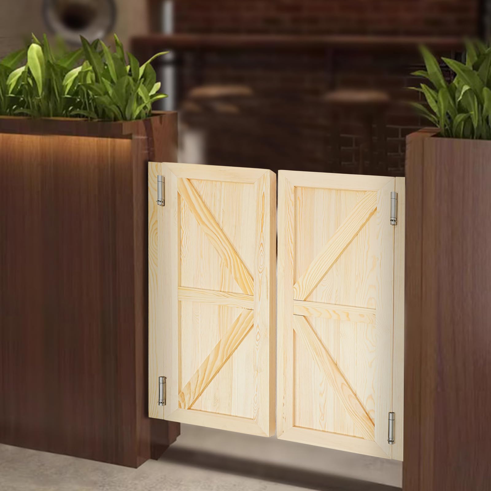 Solid Wood Cafe Swinging Saloon Door with Hinges - 35.4x23.6in/35.4x35.4in White Painted Finish - Perfect for Kitchen, Shop Entrance, Pub Partition & Western Style Decor