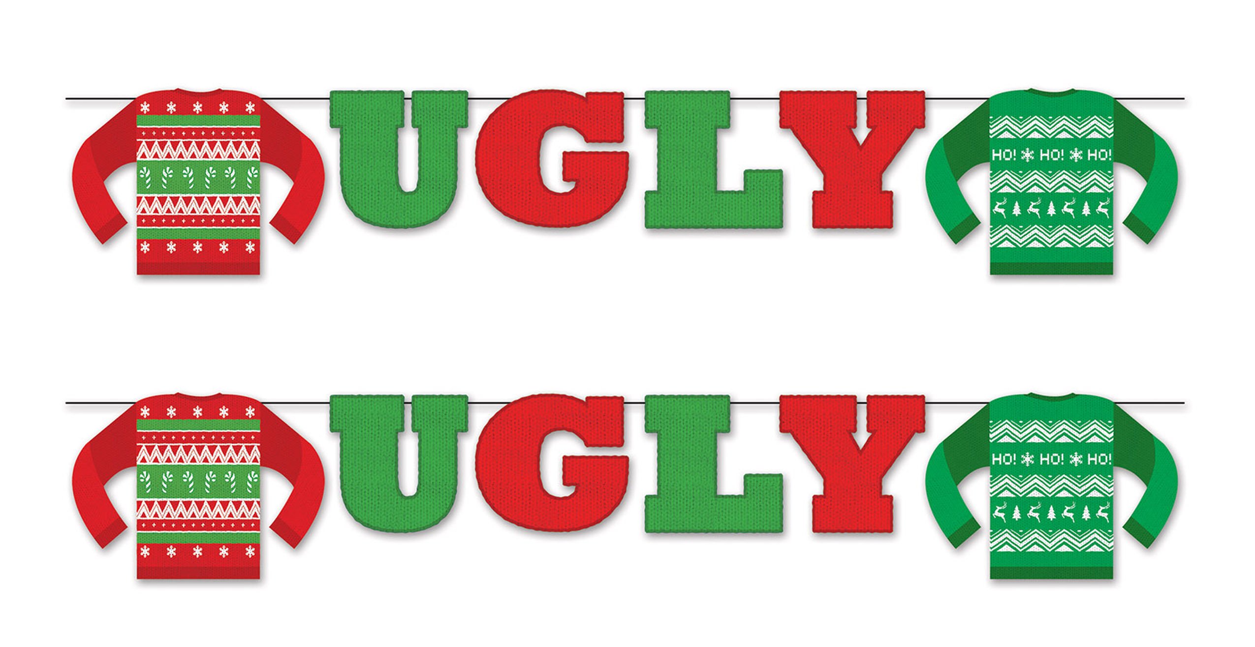 Beistle 2-Piece Ugly Christmas Sweater Streamers - 11.25