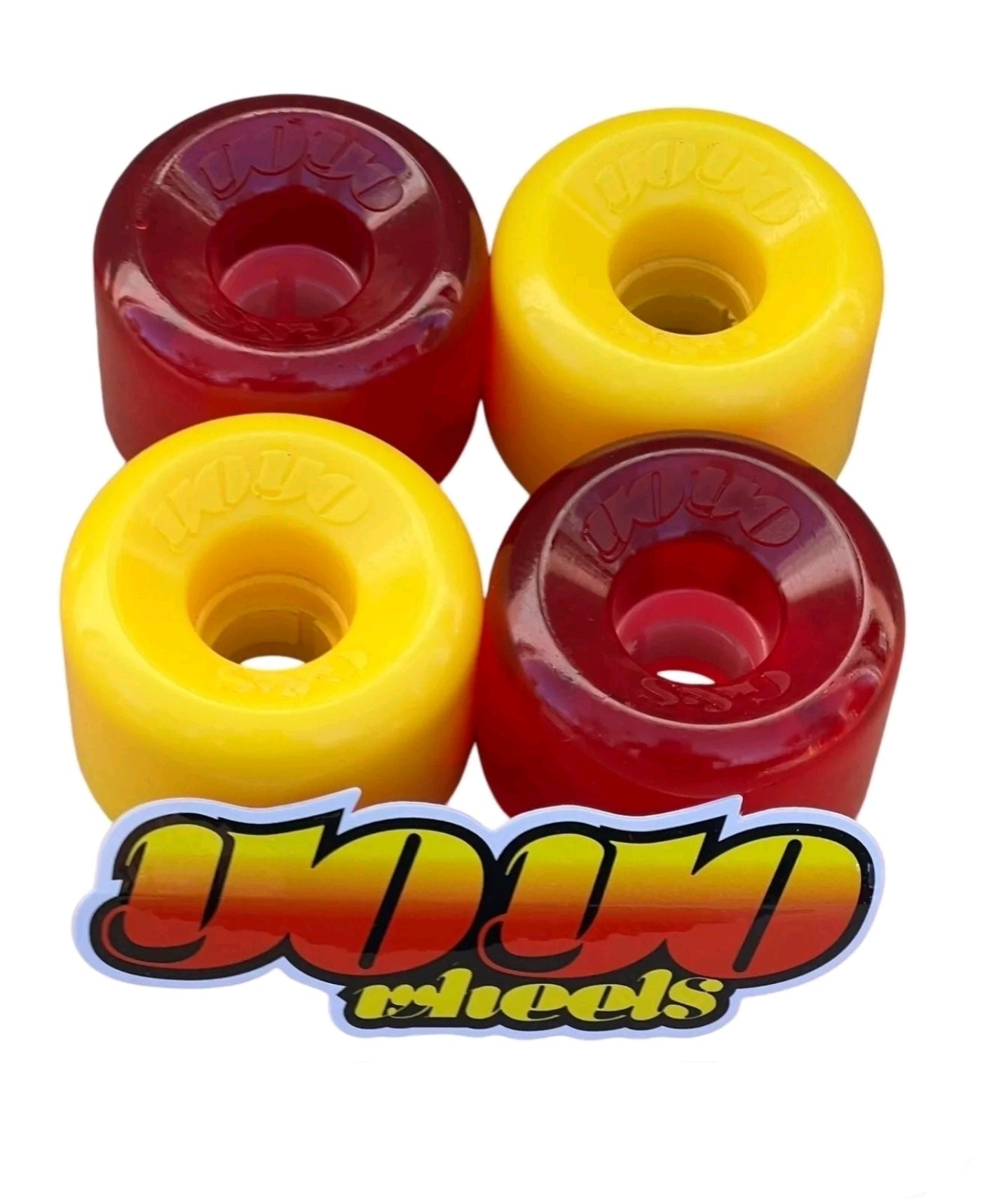 G&S YoYo Yellow and Red Mix Radius Back Skateboard Wheels 63mm 82a/86a - High Performance Wheels for Street Skating and Tricks | Perfect for Smooth Rides and Park Sessions